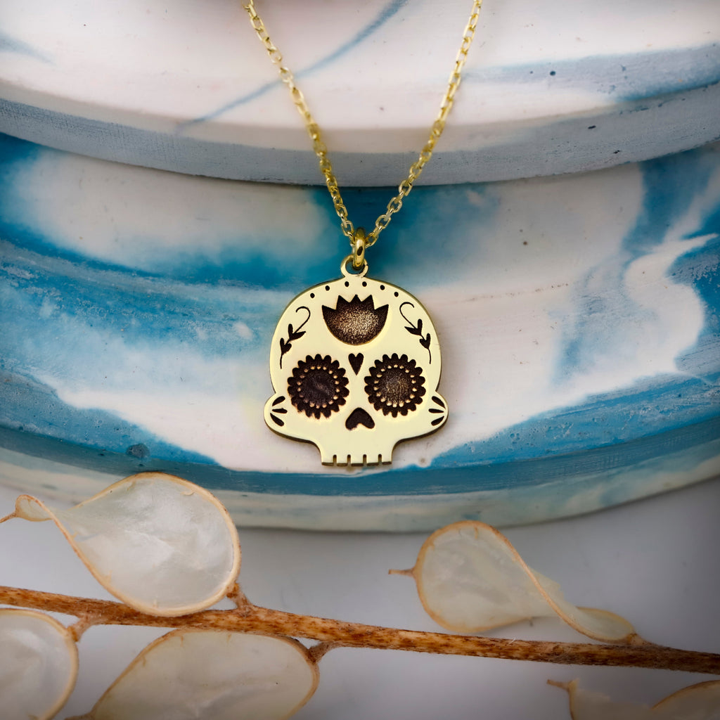 Dia De Los Muertos Celebration Sugar Skull Jewelry in 925 Sterling Silver