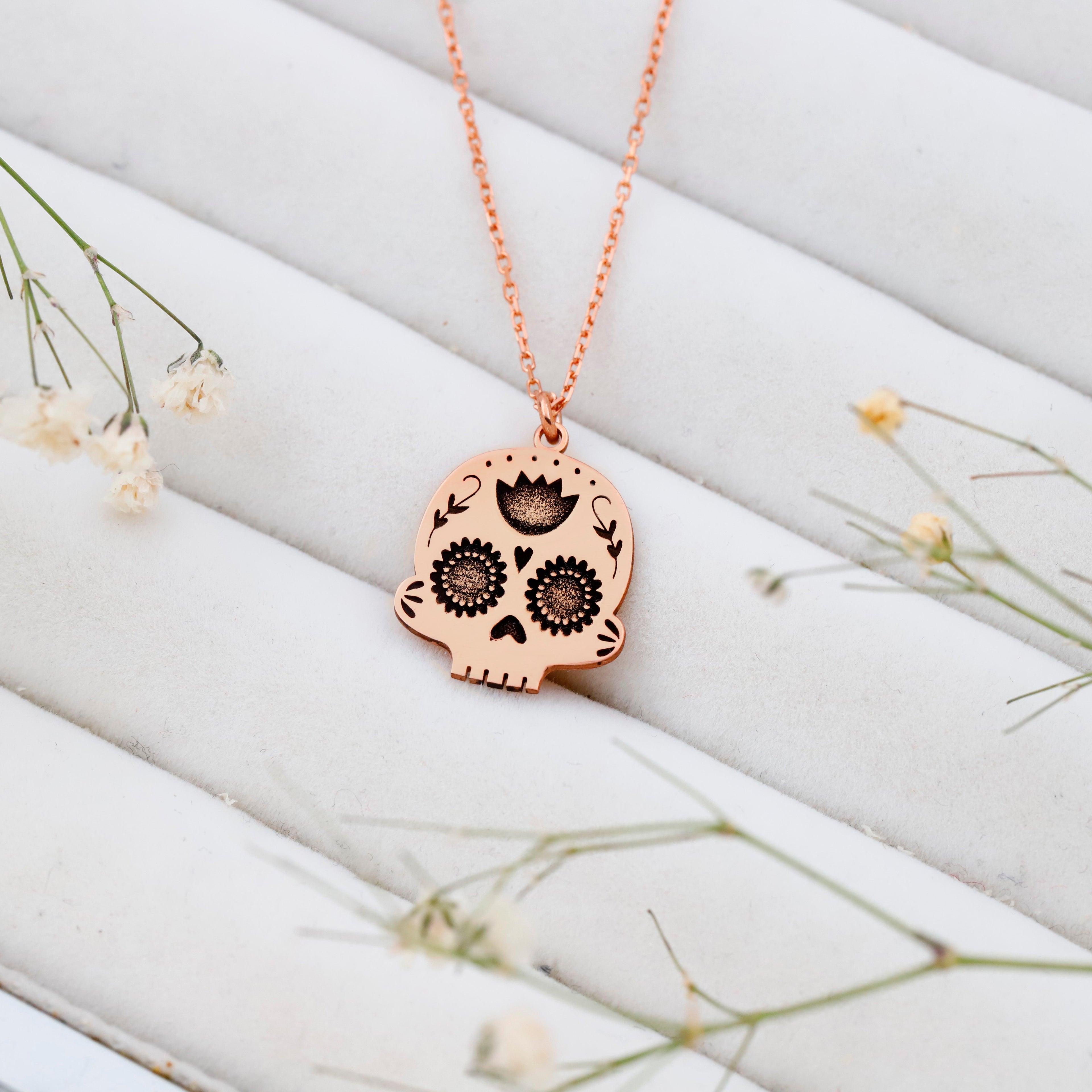Dia De Los Muertos Celebration Sugar Skull Jewelry in 925 Sterling Silver
