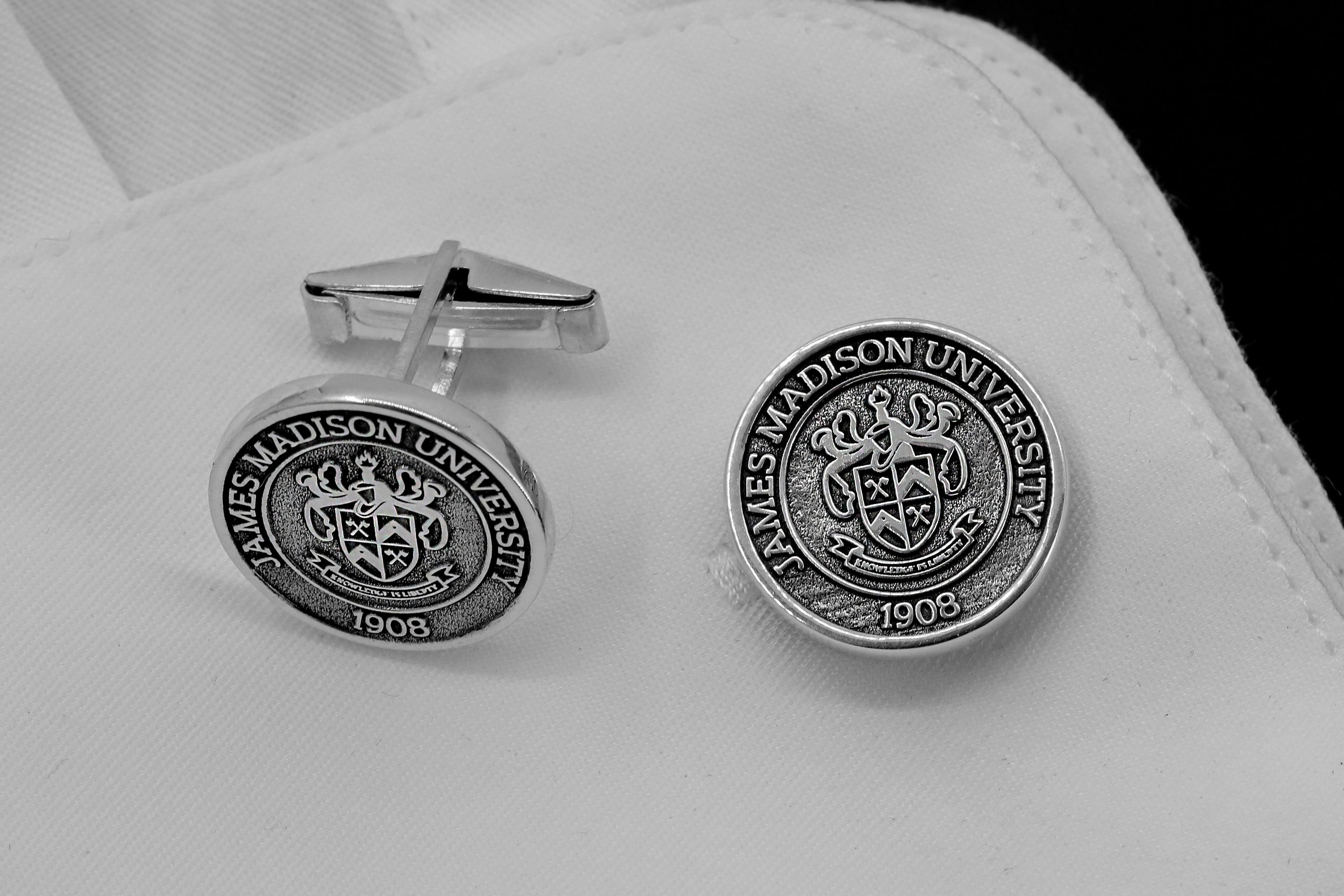 Personalized College Cufflinks in 925 Sterling Silver