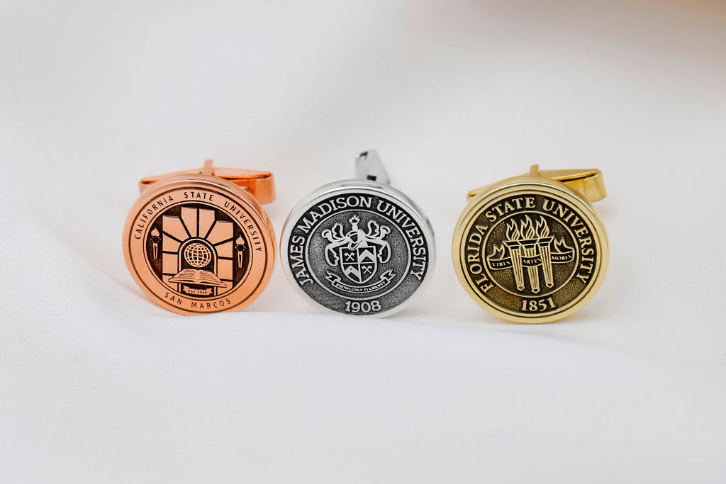 Personalized College Cufflinks in 925 Sterling Silver