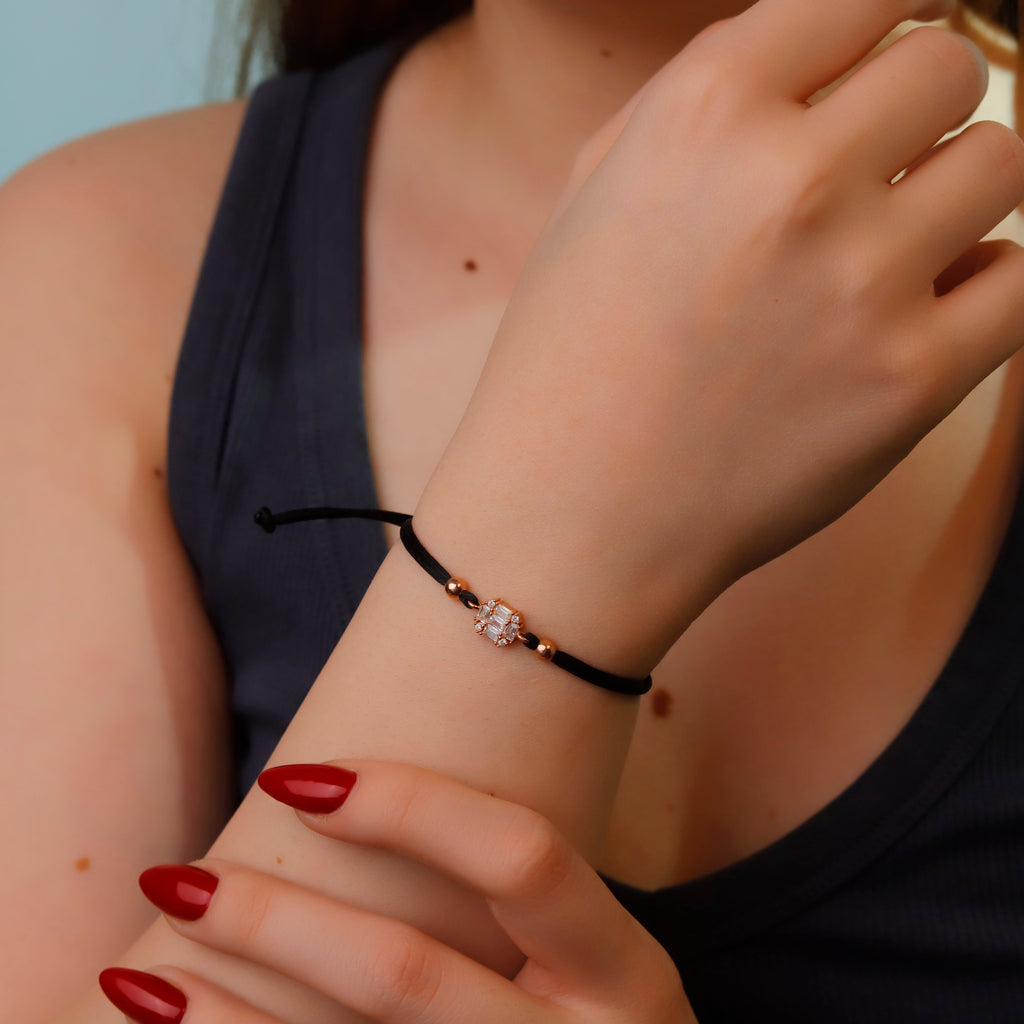 Dainty Elegant Silver Baguette Bracelet in 925 Sterling Silver