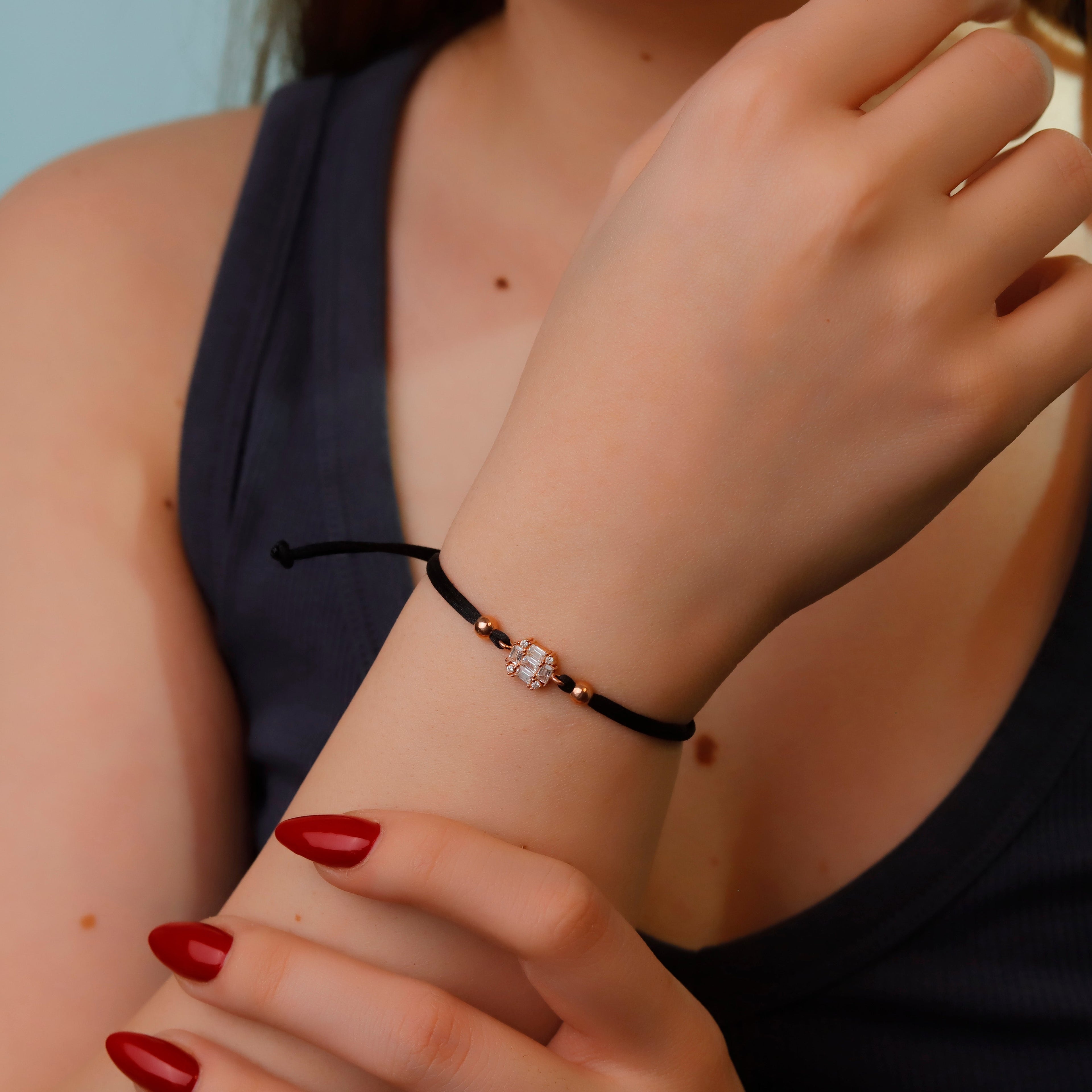 Dainty Elegant Silver Baguette Bracelet in 925 Sterling Silver
