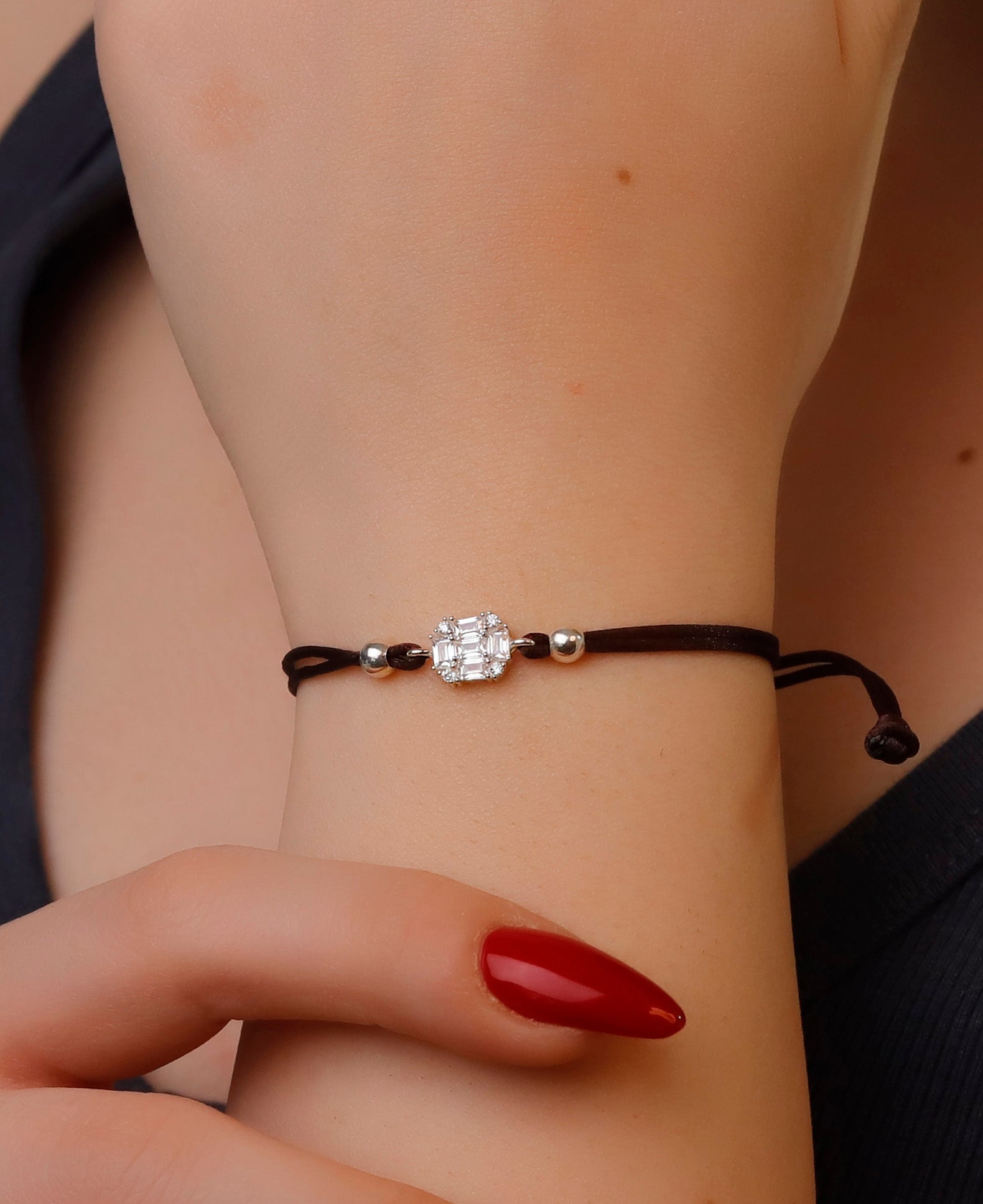 Dainty Elegant Silver Baguette Bracelet in 925 Sterling Silver