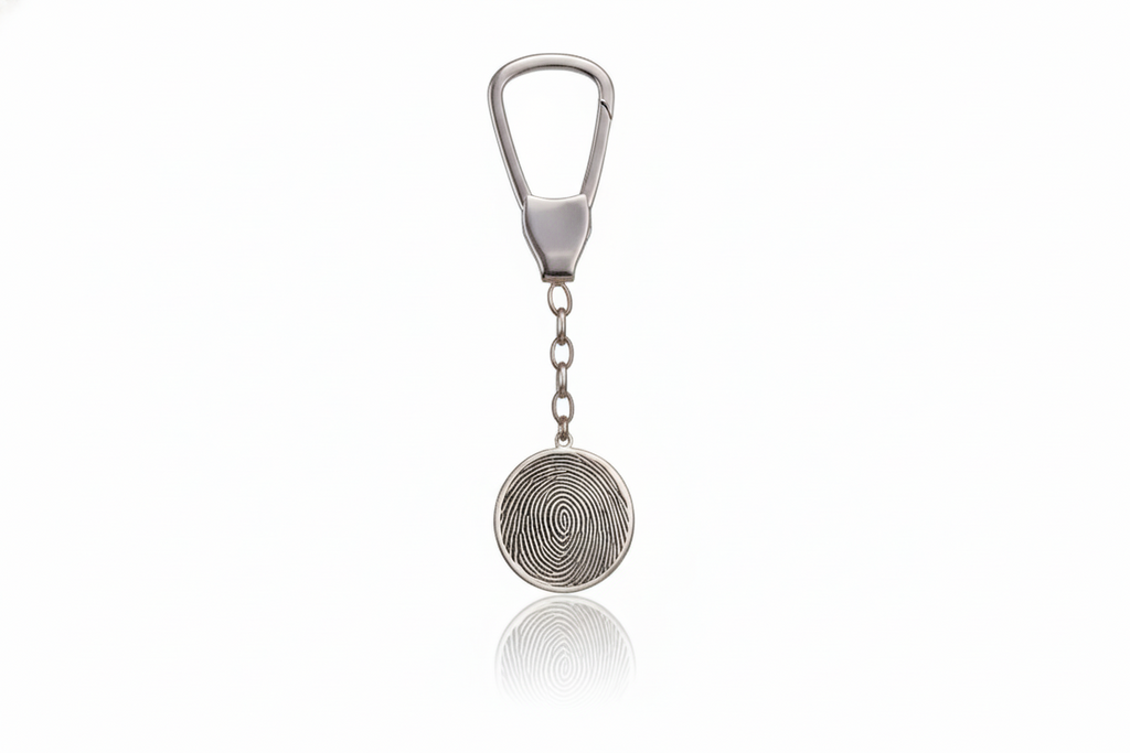 Fingerprint Keychain - Personalized 925 Sterling Silver Memorial Gift