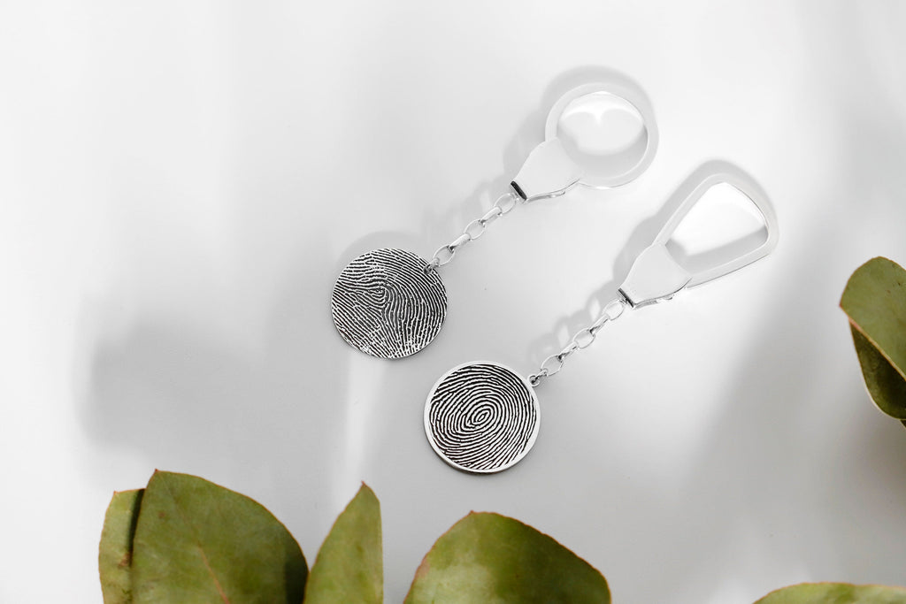 Fingerprint Keychain - Personalized 925 Sterling Silver Memorial Gift