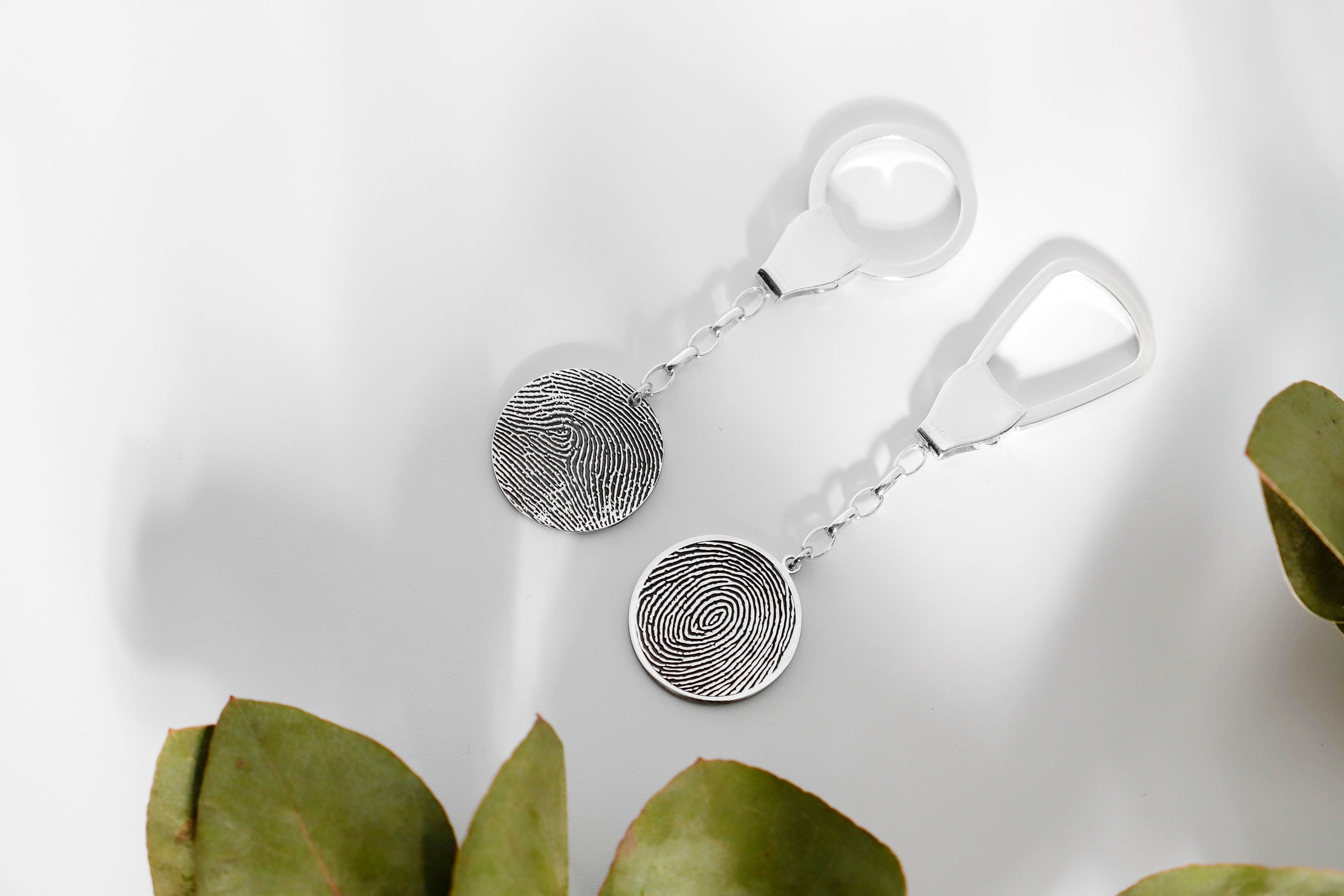 Fingerprint Keychain - Personalized 925 Sterling Silver Memorial Gift