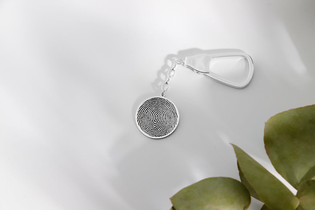 Fingerprint Keychain - Personalized 925 Sterling Silver Memorial Gift