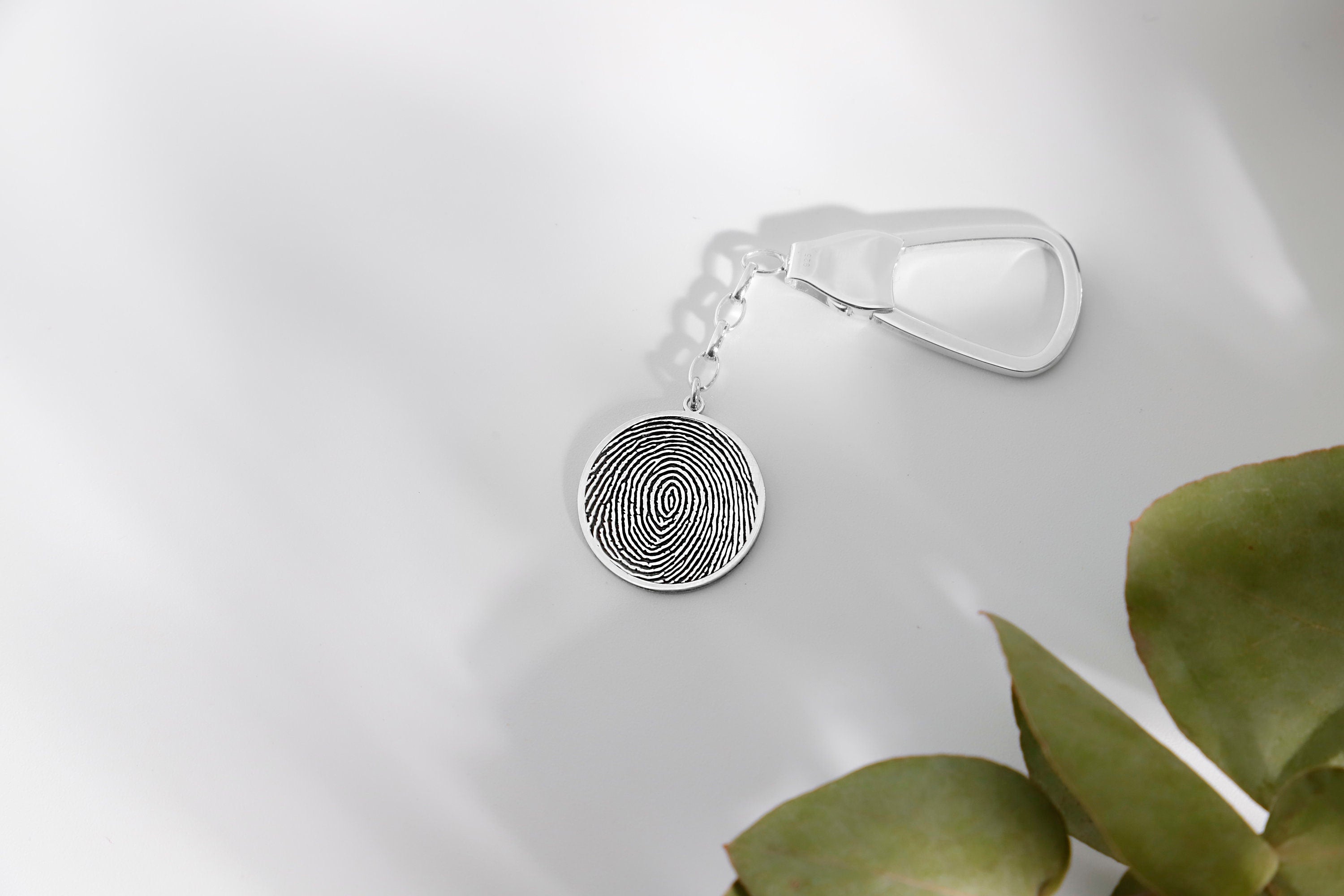 Fingerprint Keychain - Personalized 925 Sterling Silver Memorial Gift