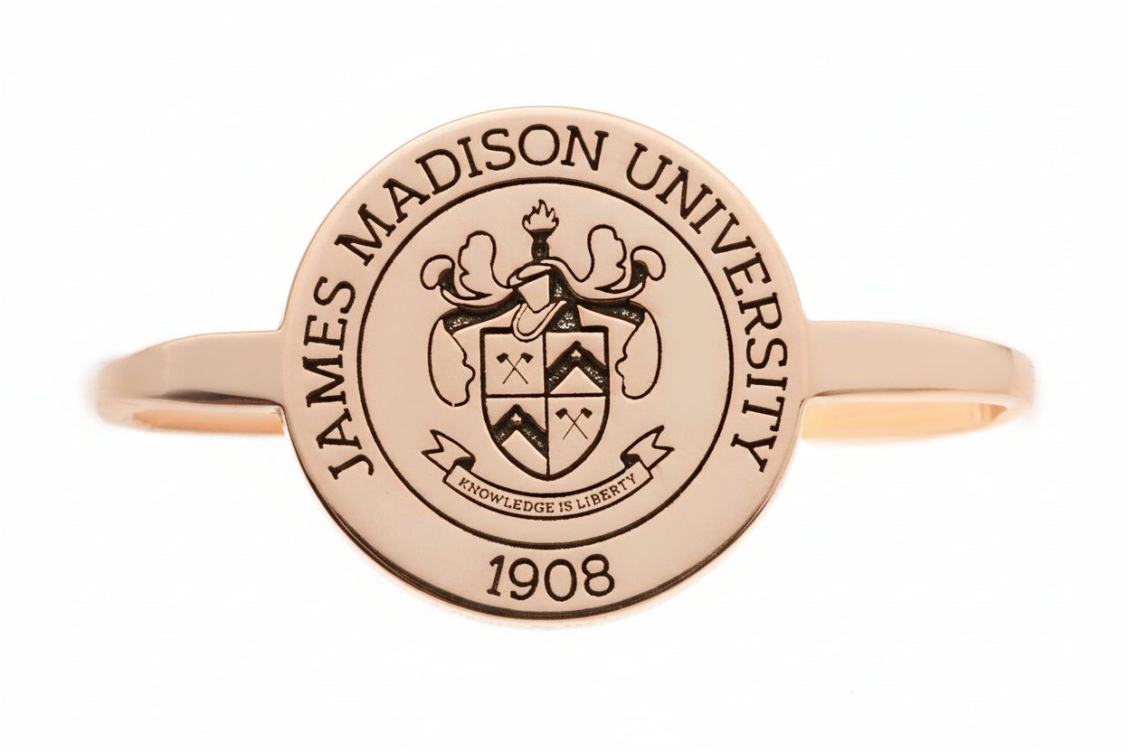 Sterling Silver College Graduation Rings: Elegant Tiny Logo Jewelry for Proud Alumni