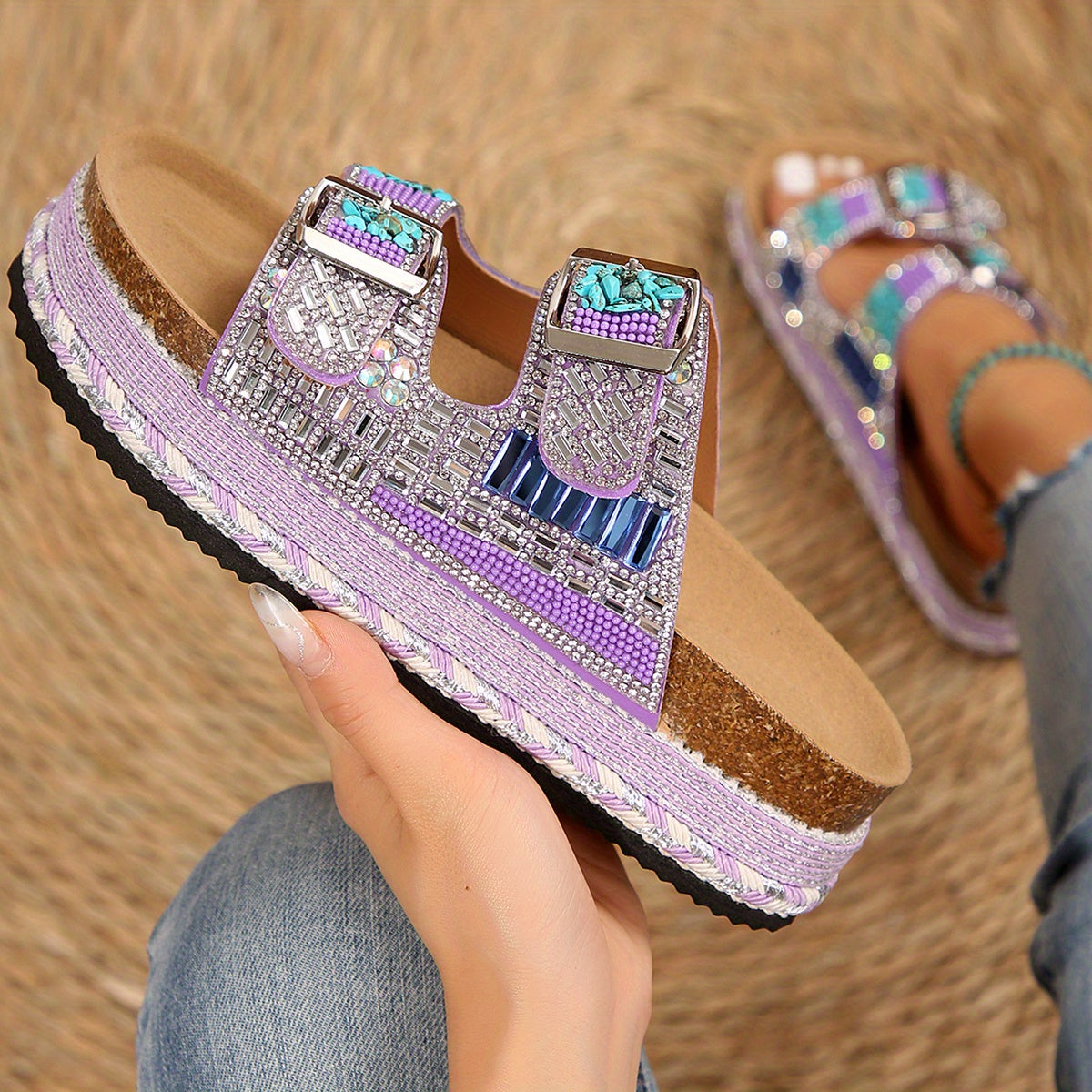 Women's Slip-On Platform Sandals, Comfortable and Stylish Outdoor Shoes