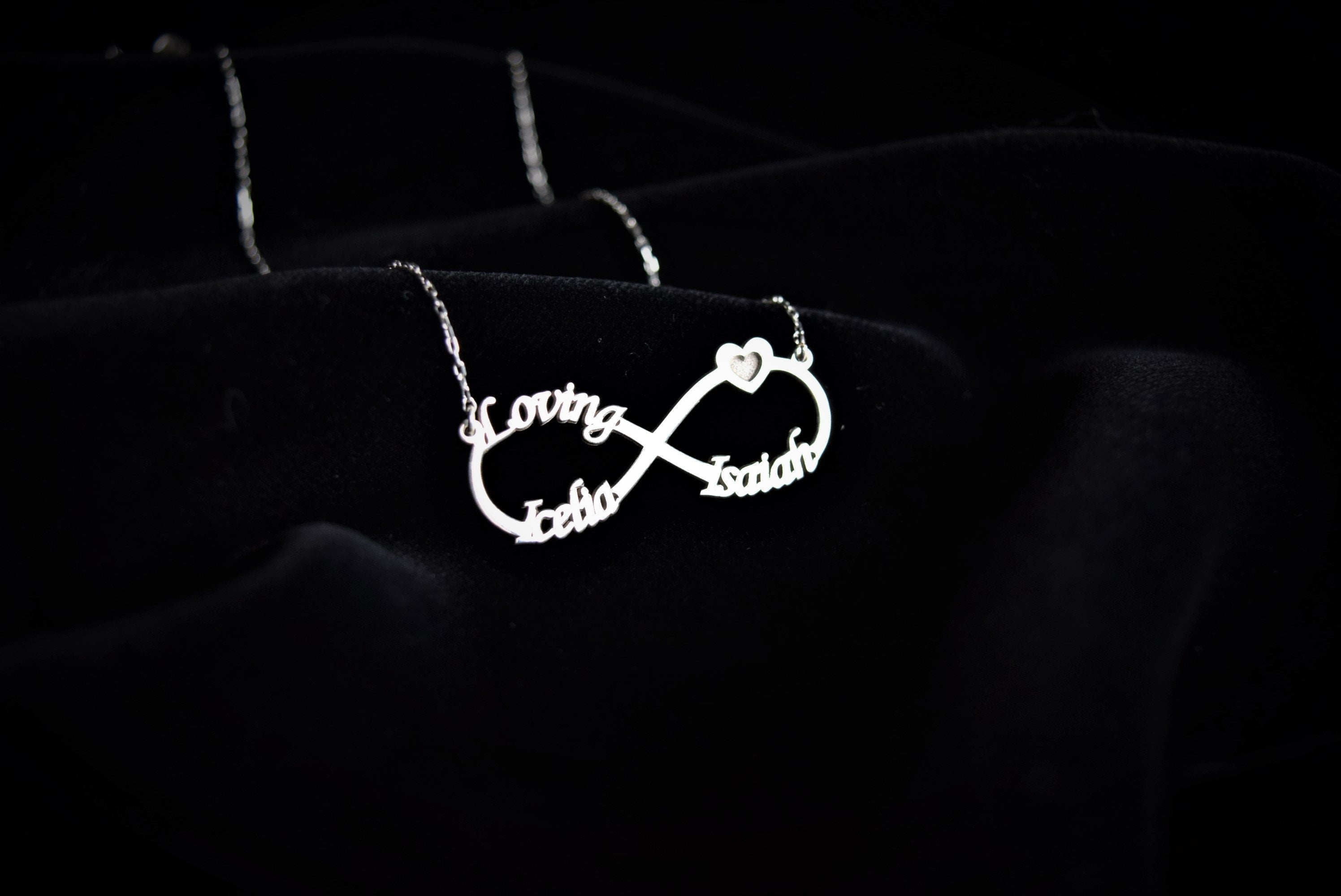 Eternal Love Infinity Necklace - Personalized Gold Necklace with Names & Heart