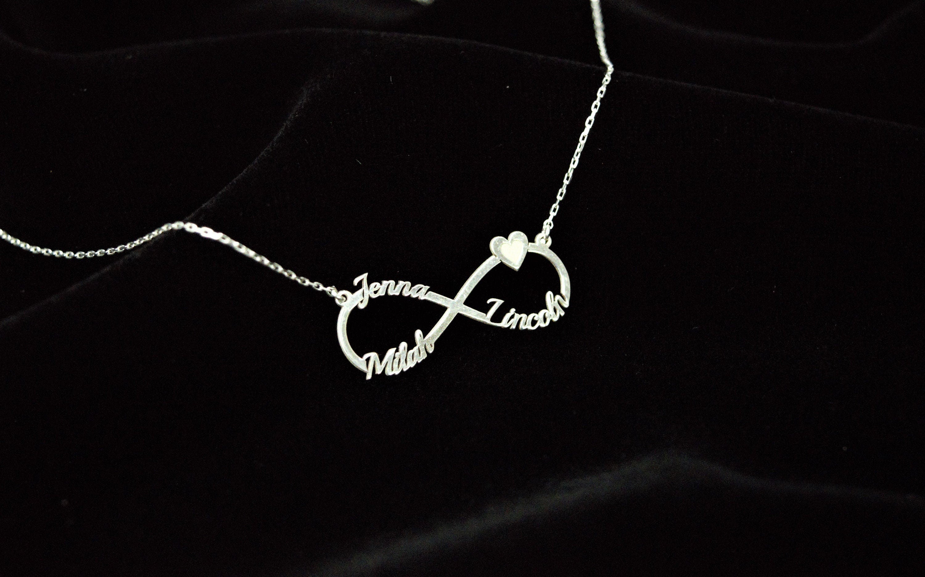 Eternal Love Infinity Necklace - Personalized Gold Necklace with Names & Heart