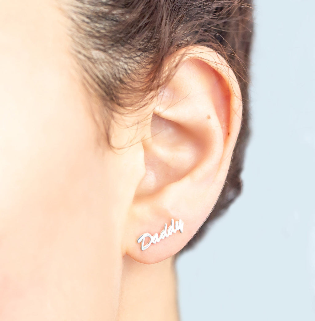 Personalized Silver Name Stud Earrings