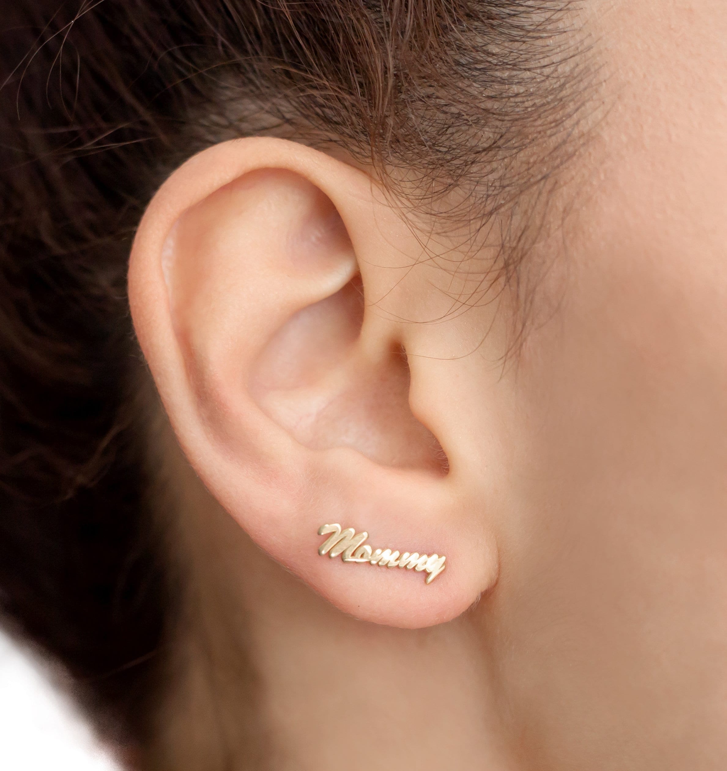 Personalized Silver Name Stud Earrings