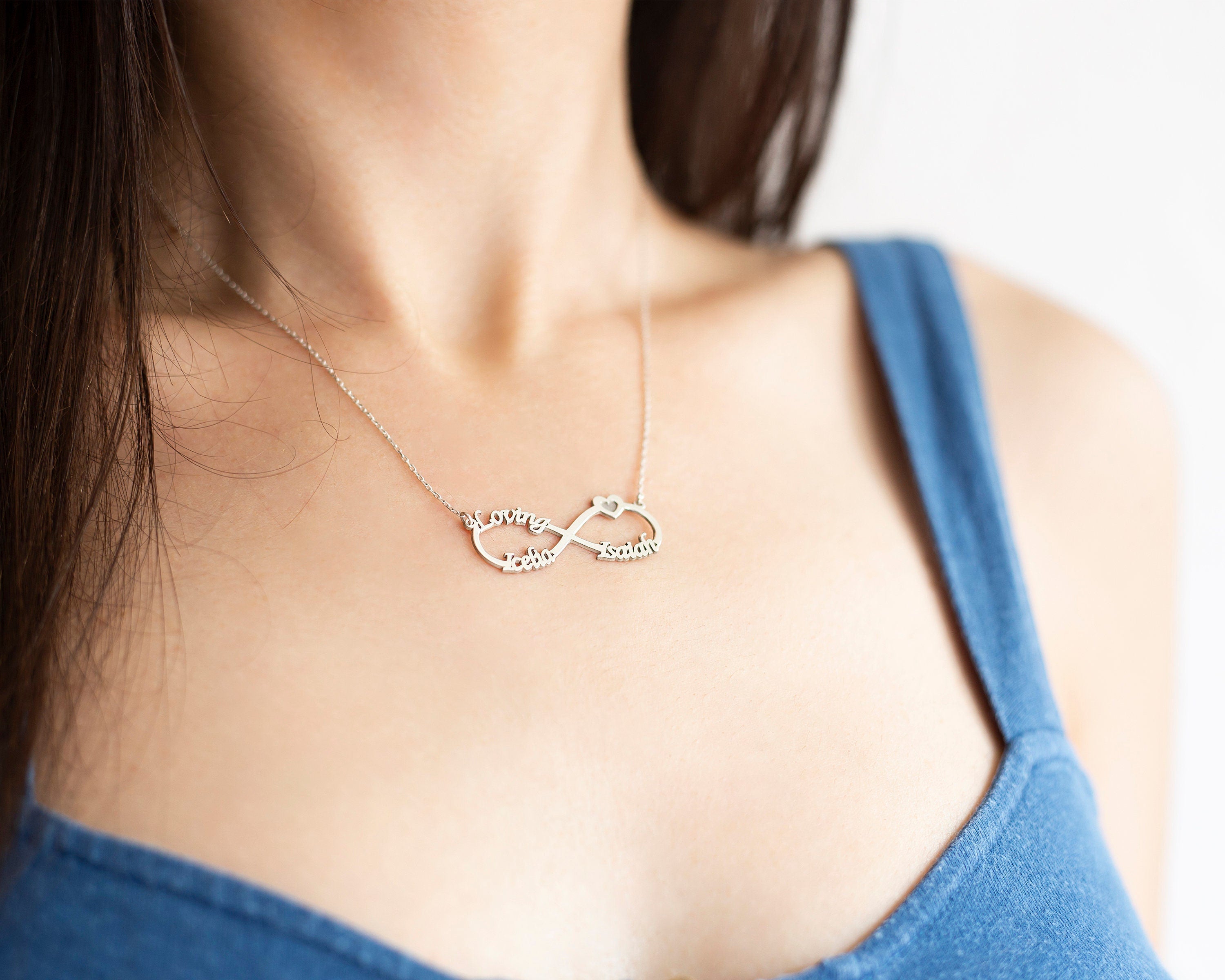 Eternal Love Infinity Necklace - Personalized Gold Necklace with Names & Heart