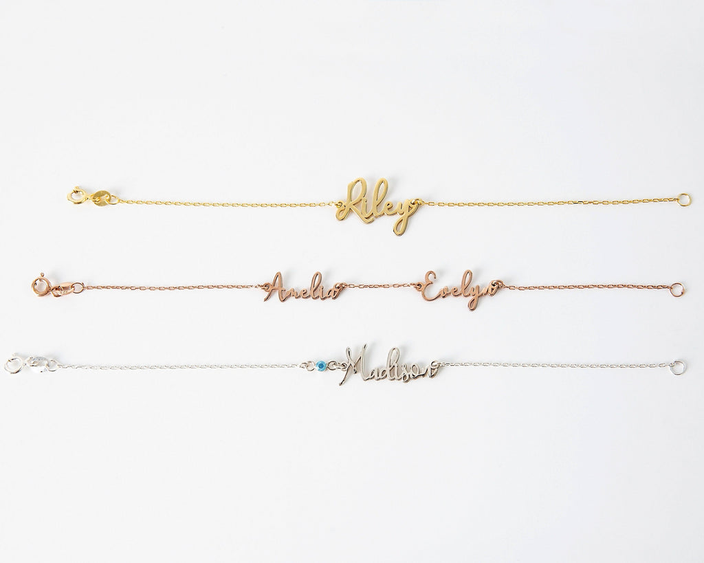 SilverGoldandRose Personalized Birthstone Name Bracelet &amp; Anklet - Custom Jewelry for Unique You