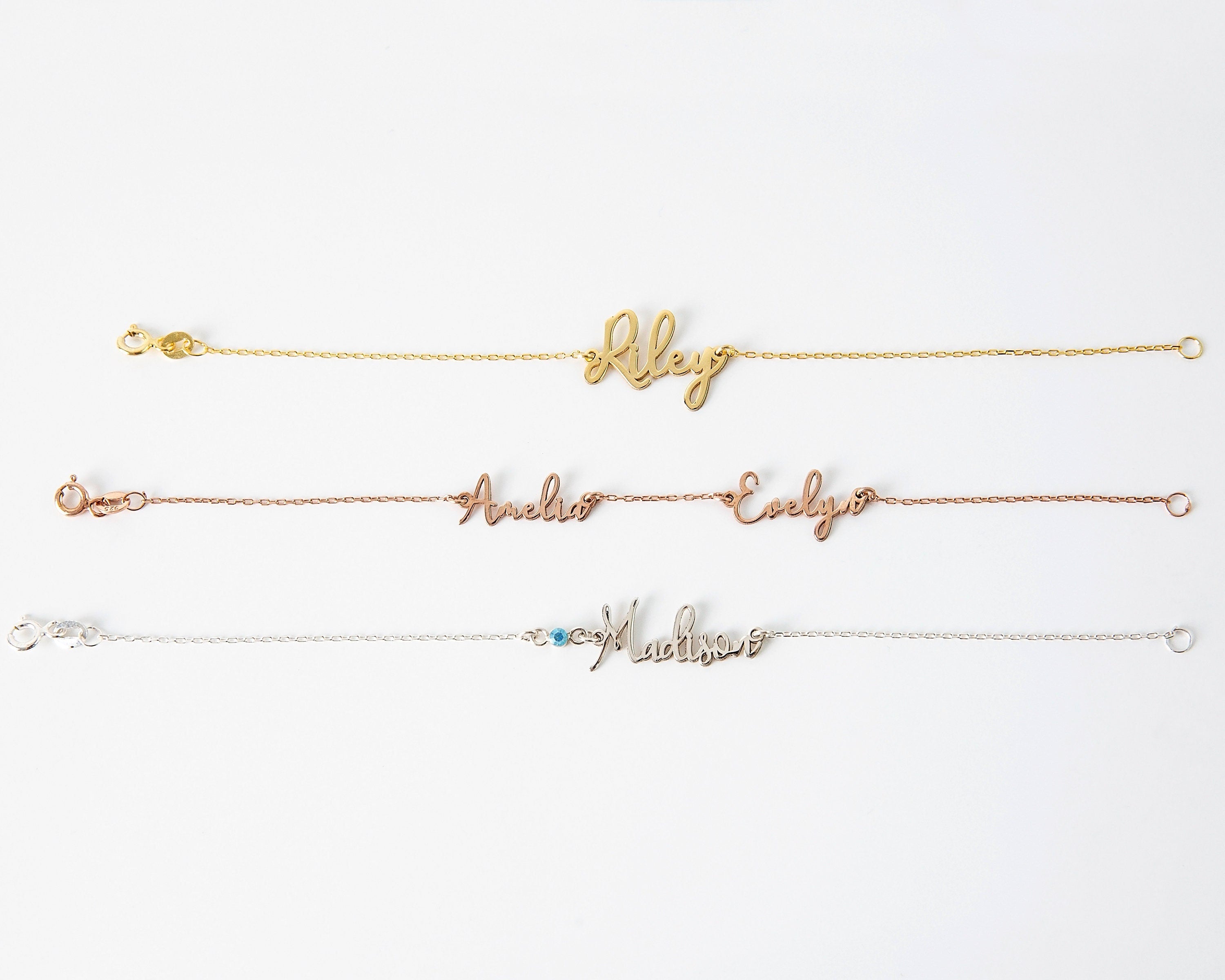 SilverGoldandRose Personalized Birthstone Name Bracelet &amp; Anklet - Custom Jewelry for Unique You