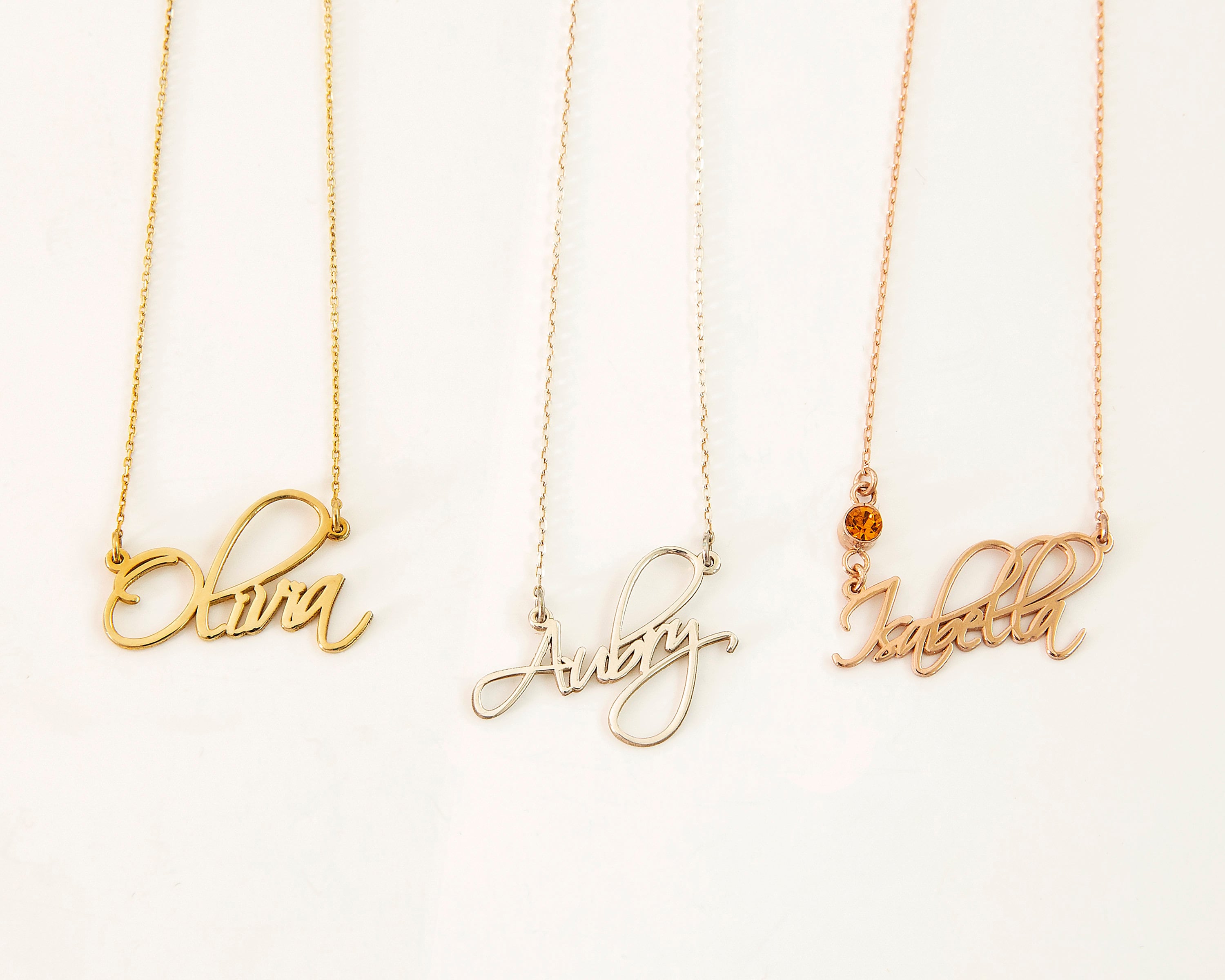 Custom Name Necklace by SilverGoldandRose - Elegant Gold Calligraphy Font