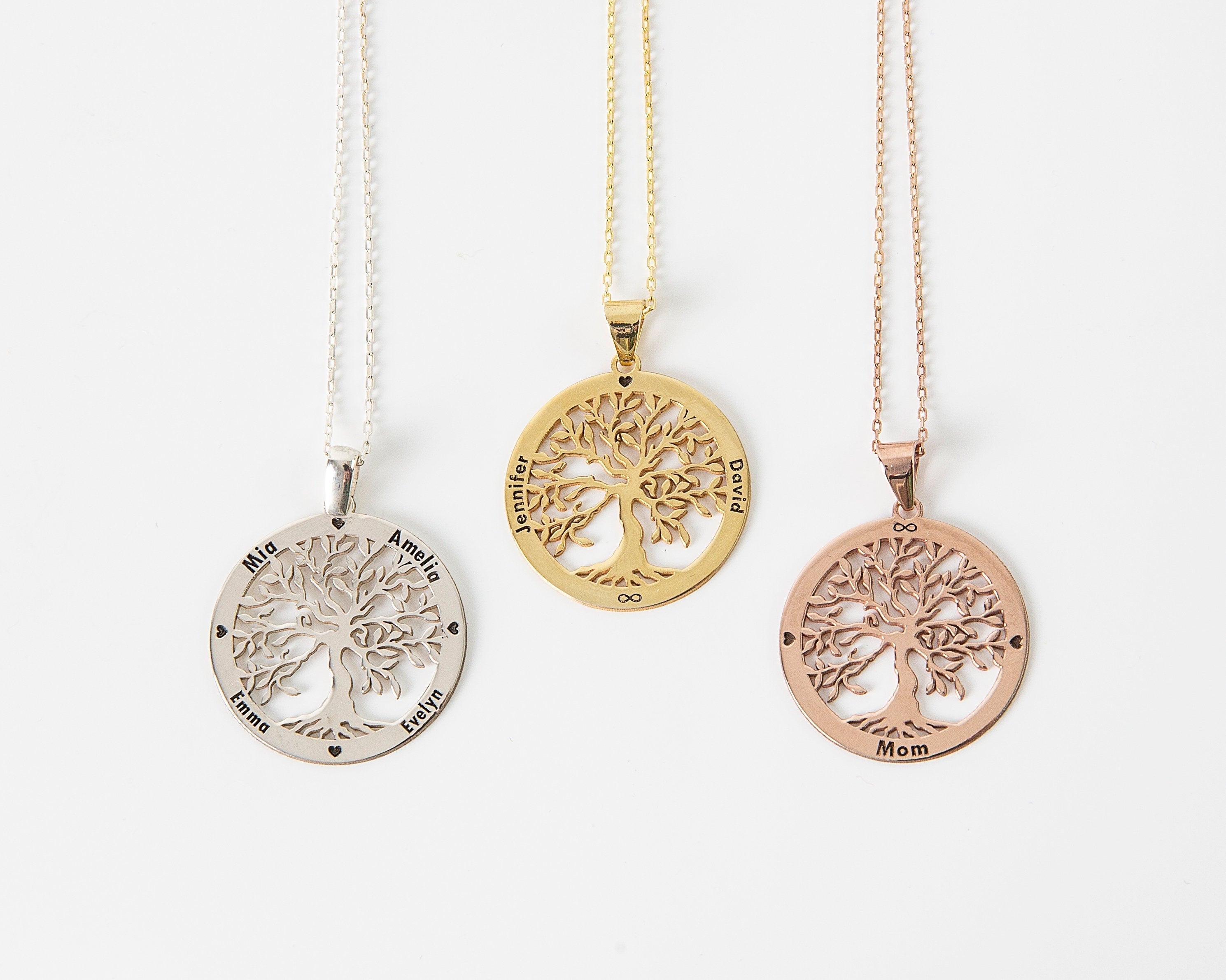 Tree of Life Necklace | Custom Family Birthstone Jewelry | Personalized Family Name Gift