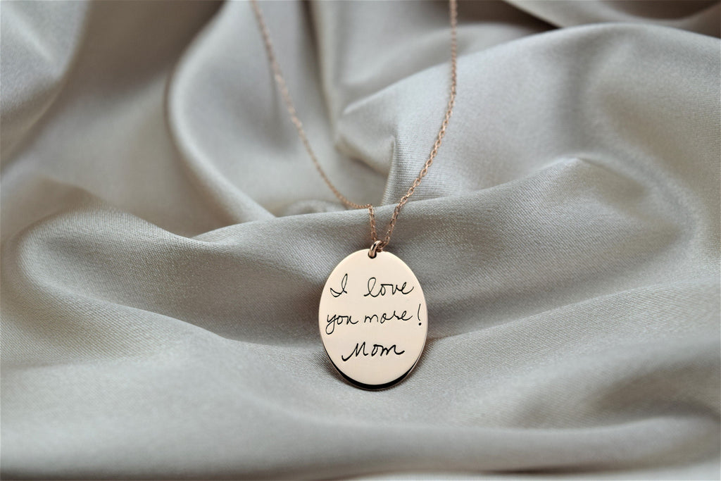 Actual Fingerprint and  Handwriting Necklace - Sterling Silver Memorial Jewelry