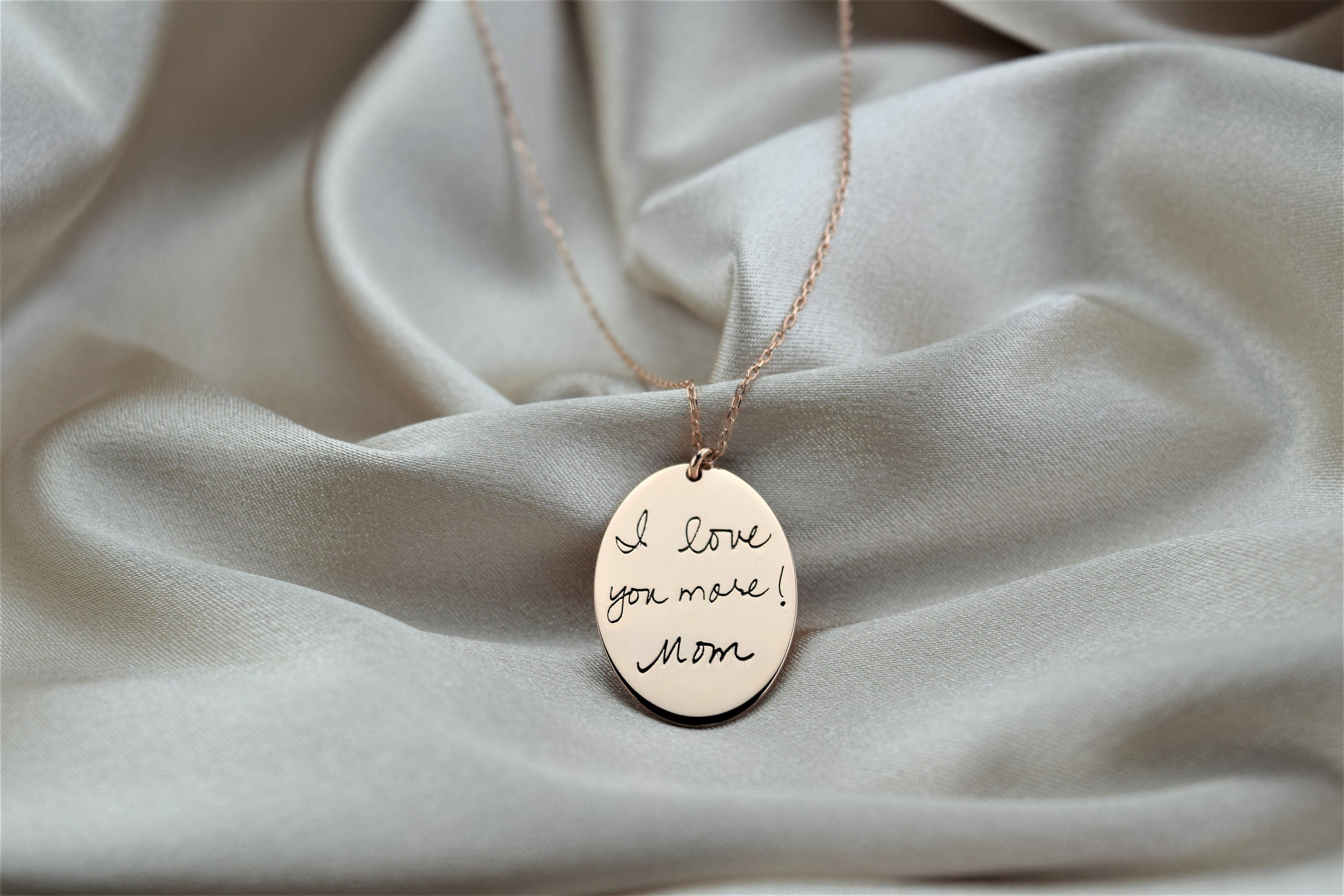 Actual Fingerprint and  Handwriting Necklace - Sterling Silver Memorial Jewelry