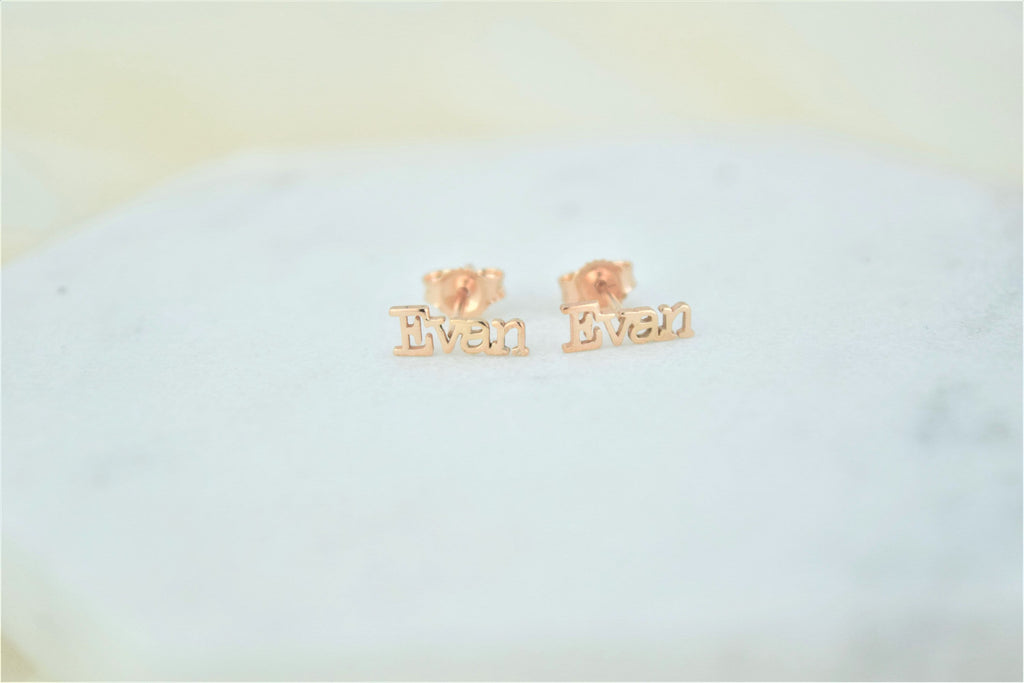 Personalized 18K Gold Filled Name Stud Earrings | Custom Name Jewelry for Everyday Wear