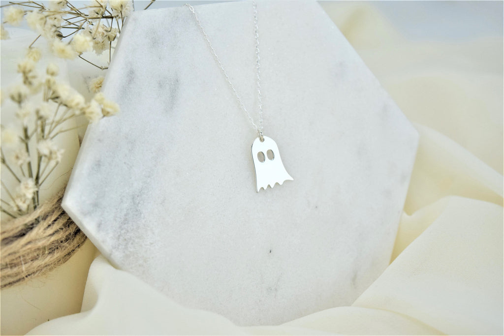 Ghostly Delights Sterling Silver Tiny Ghost Necklace - Adorable Spooky Gift for Kids & Her
