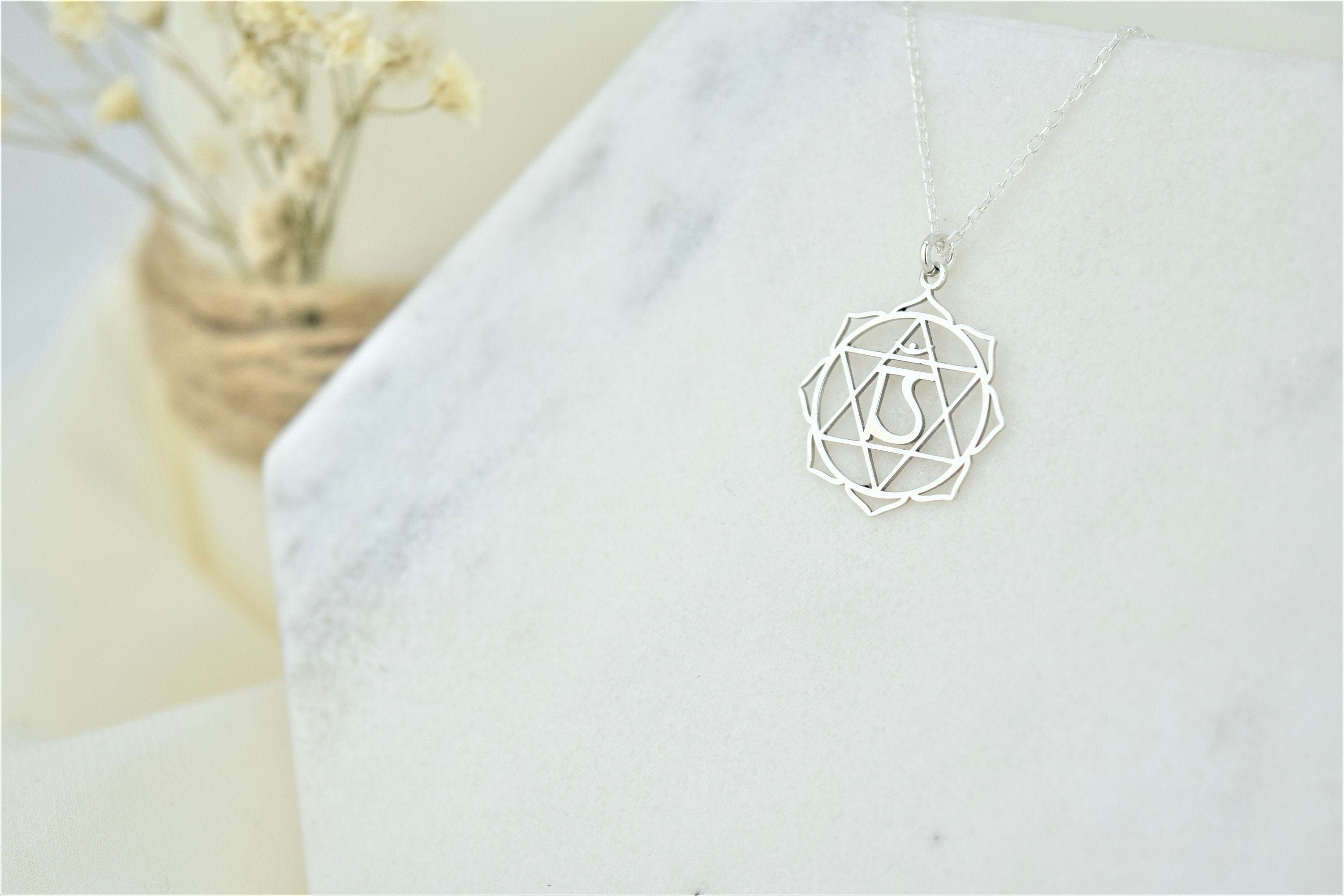 Heart Chakra Necklace • Handmade 925 Sterling Silver Yoga Jewelry