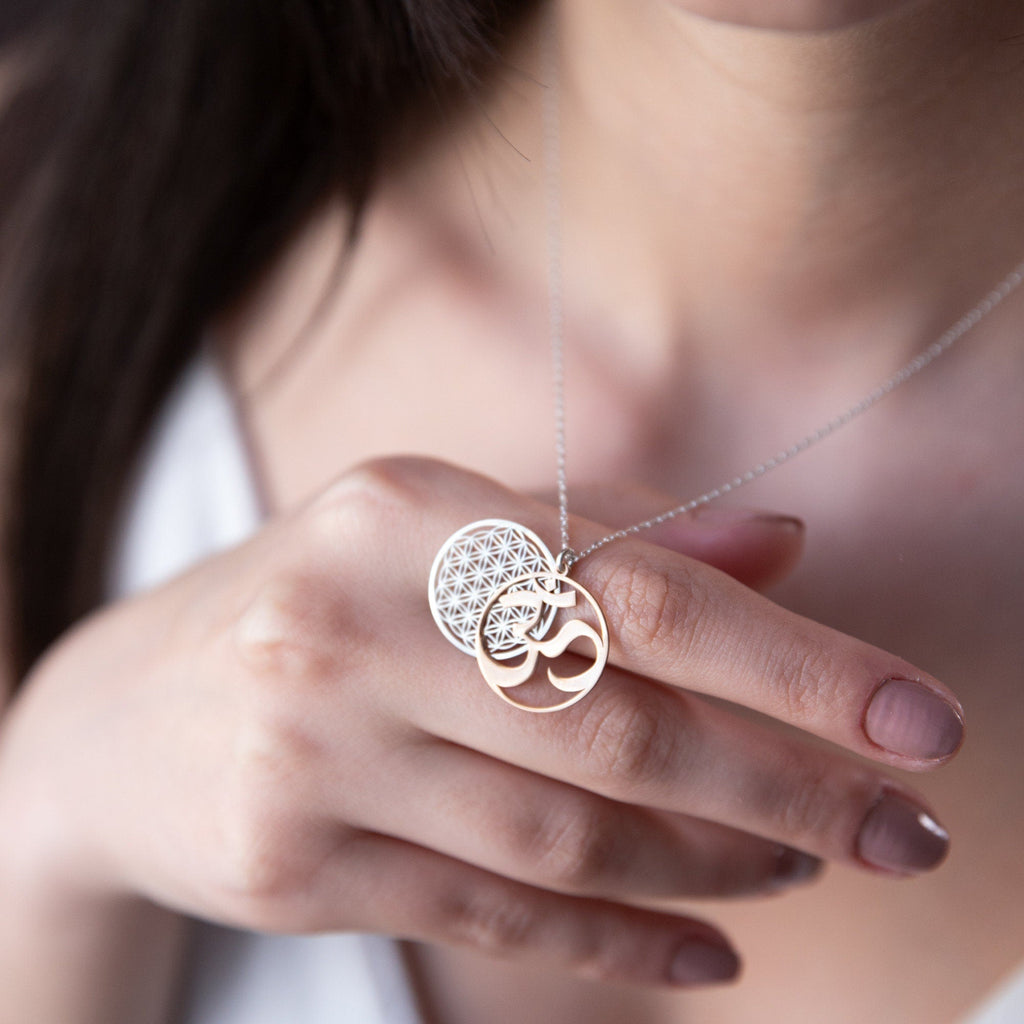 Flower of Life Om Lotus Necklace | Dainty Sterling Silver Yoga Pendant