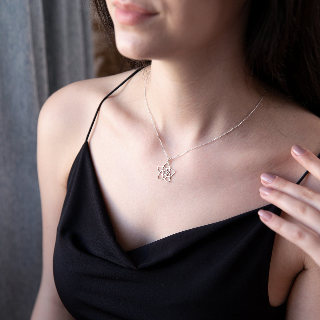 Venus Jewelry 14K Gold Venus Flower Necklace - Symbol of Beauty in Sterling Silver, Rose Gold & Gold