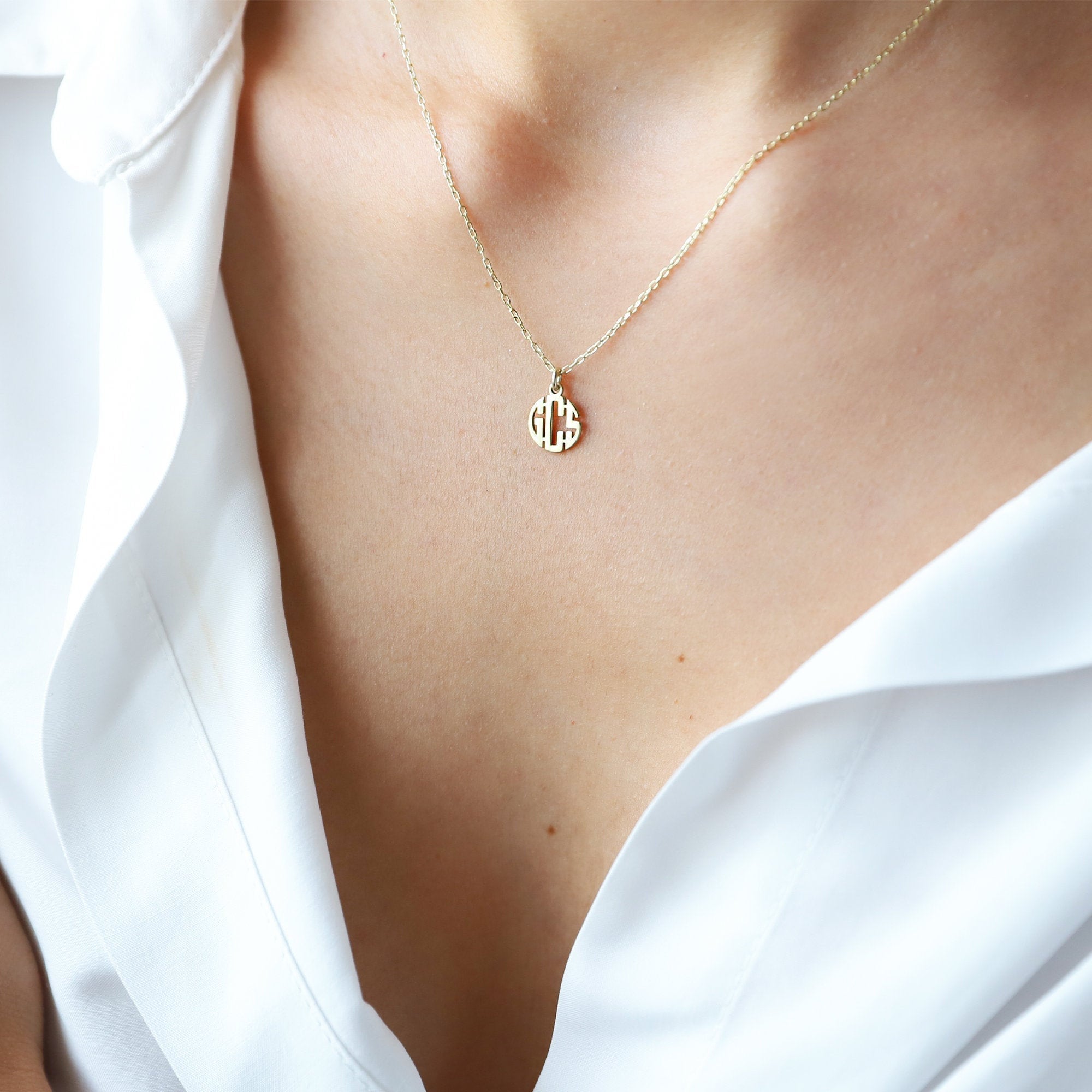 14K Gold Monogram Necklace