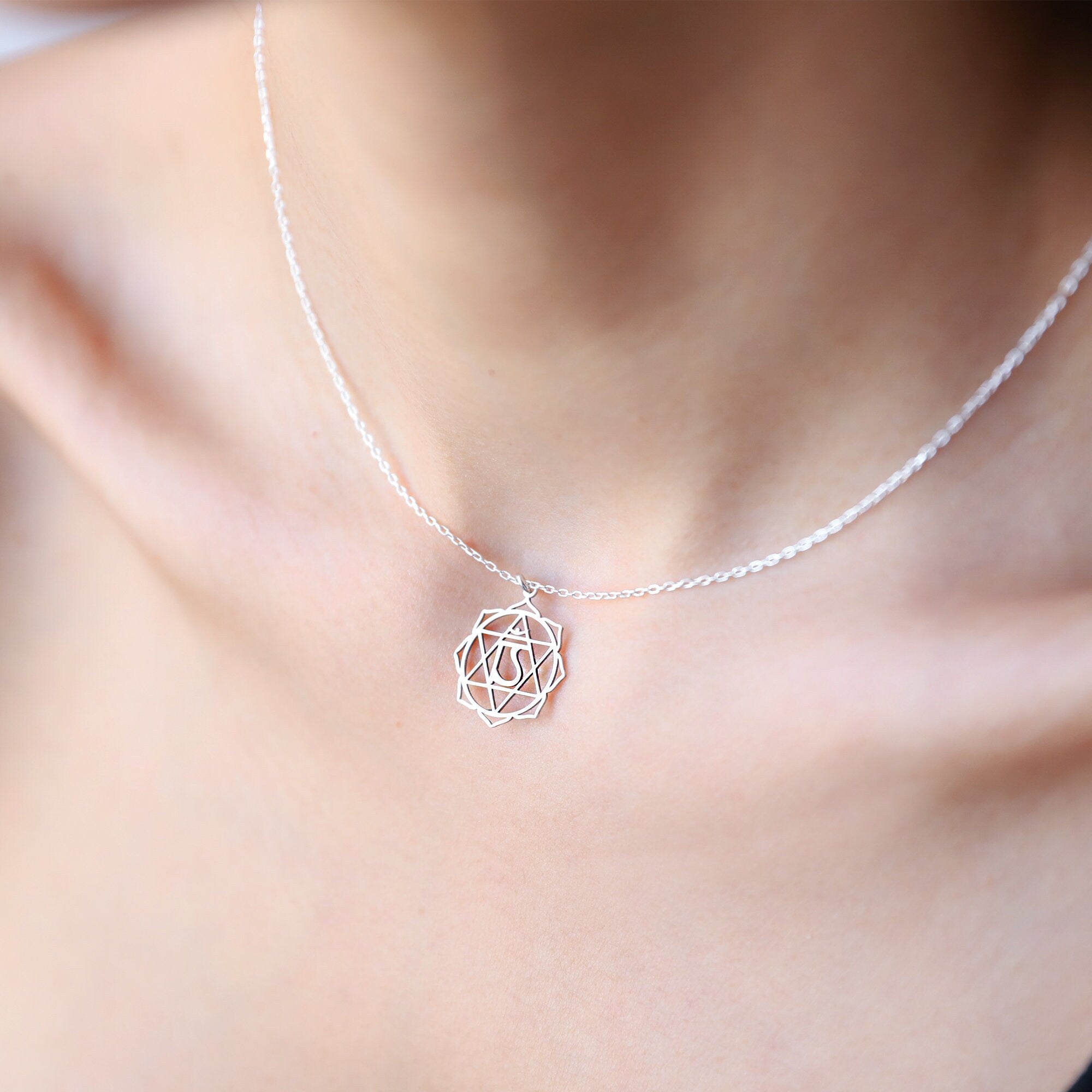 Heart Chakra Necklace • Handmade 925 Sterling Silver Yoga Jewelry