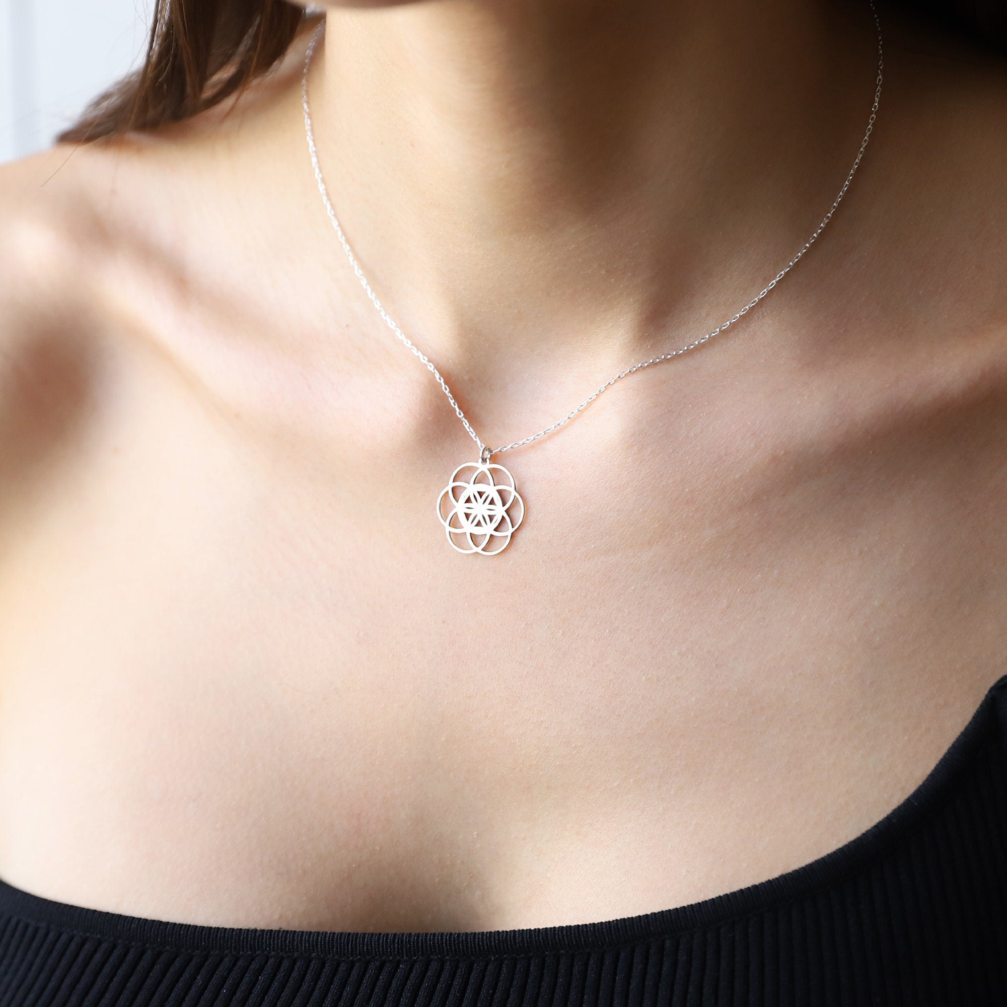 Seed of Life Pendant Necklace in 925 Sterling Silver
