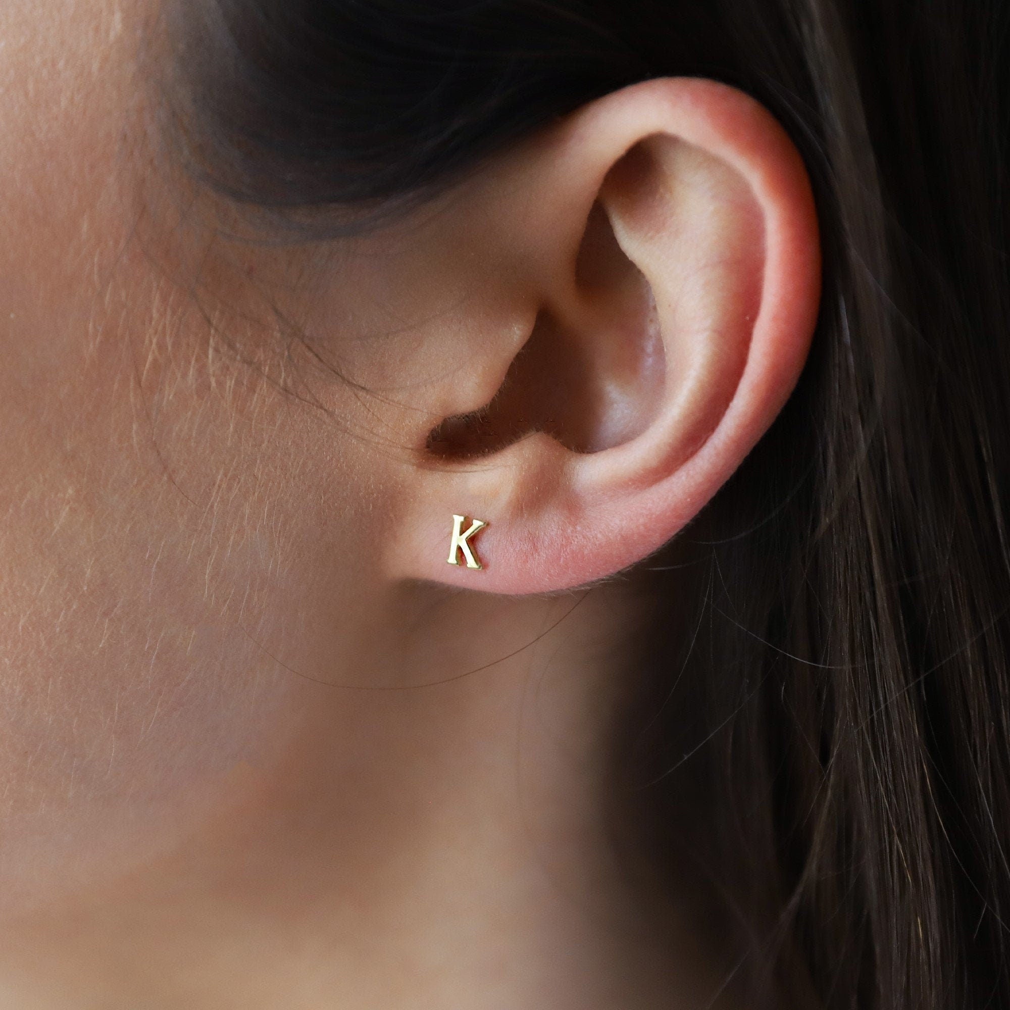 Personalized Gold Initial Stud Earrings | Dainty Minimalist Silver Design