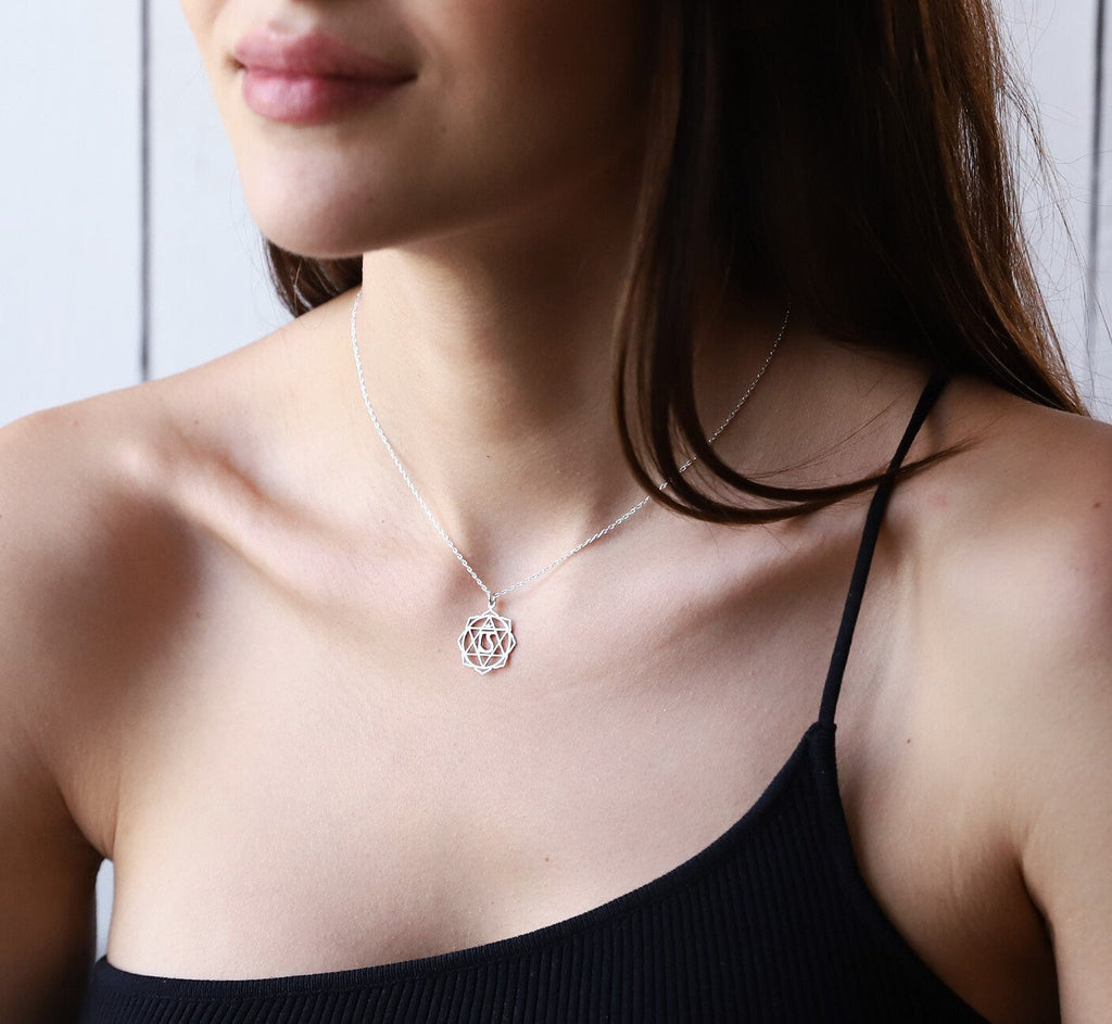 Heart Chakra Necklace • Handmade 925 Sterling Silver Yoga Jewelry