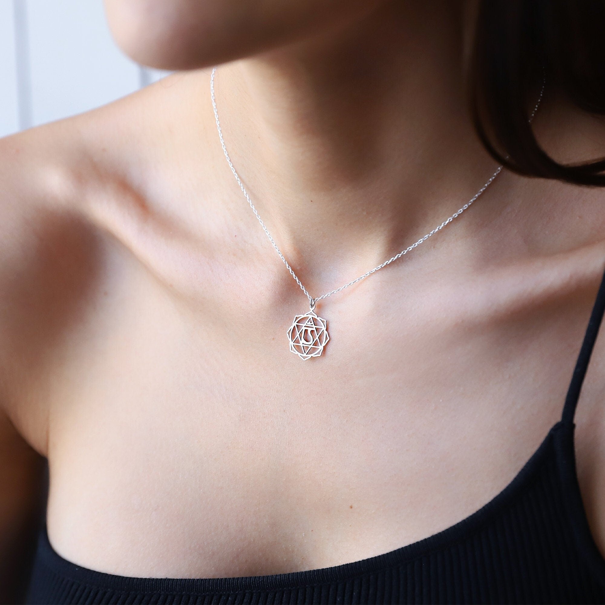 Heart Chakra Necklace • Handmade 925 Sterling Silver Yoga Jewelry