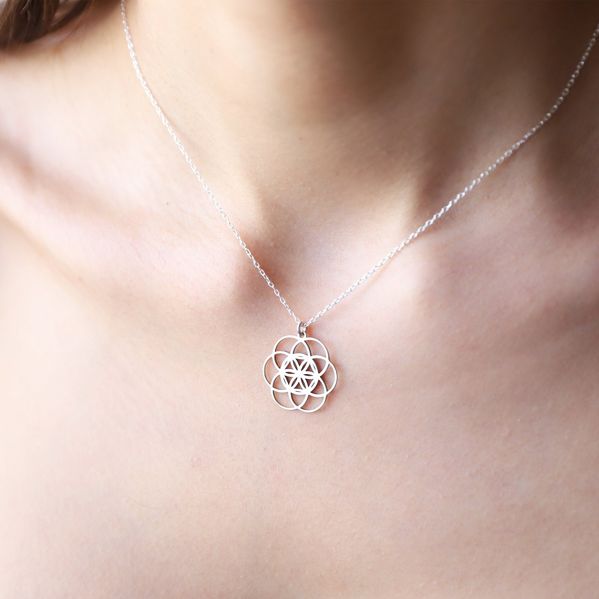 Seed of Life Pendant Necklace in 925 Sterling Silver