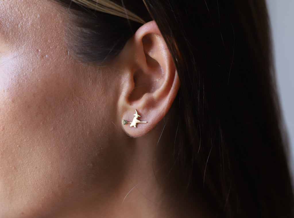 Dainty Witch Stud Earrings in 925 Sterling Silver