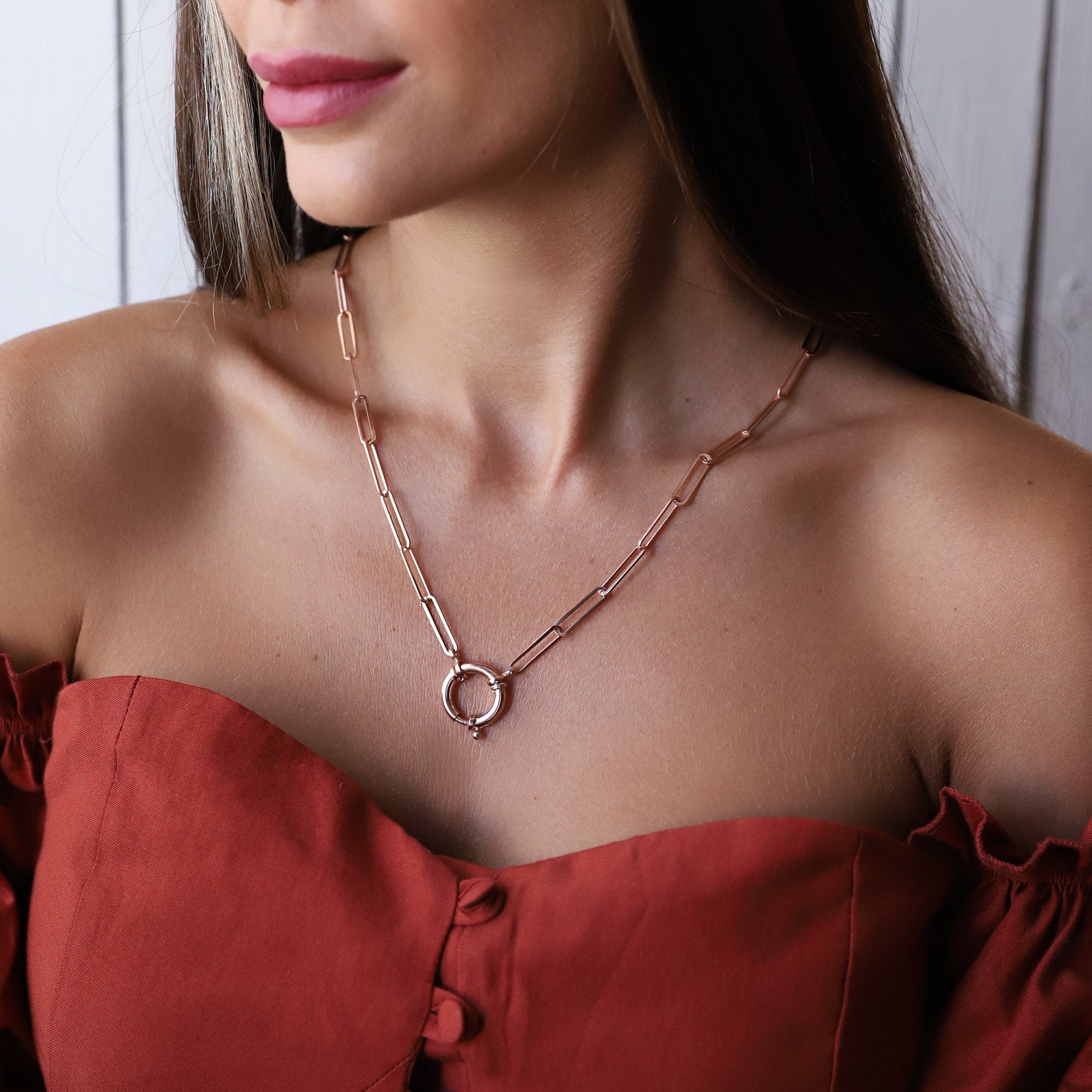 Sailor Lock Paperclip Chain Necklace