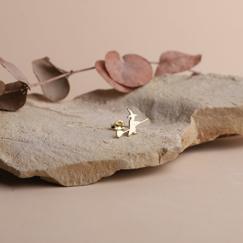 Dainty Witch Stud Earrings in 925 Sterling Silver