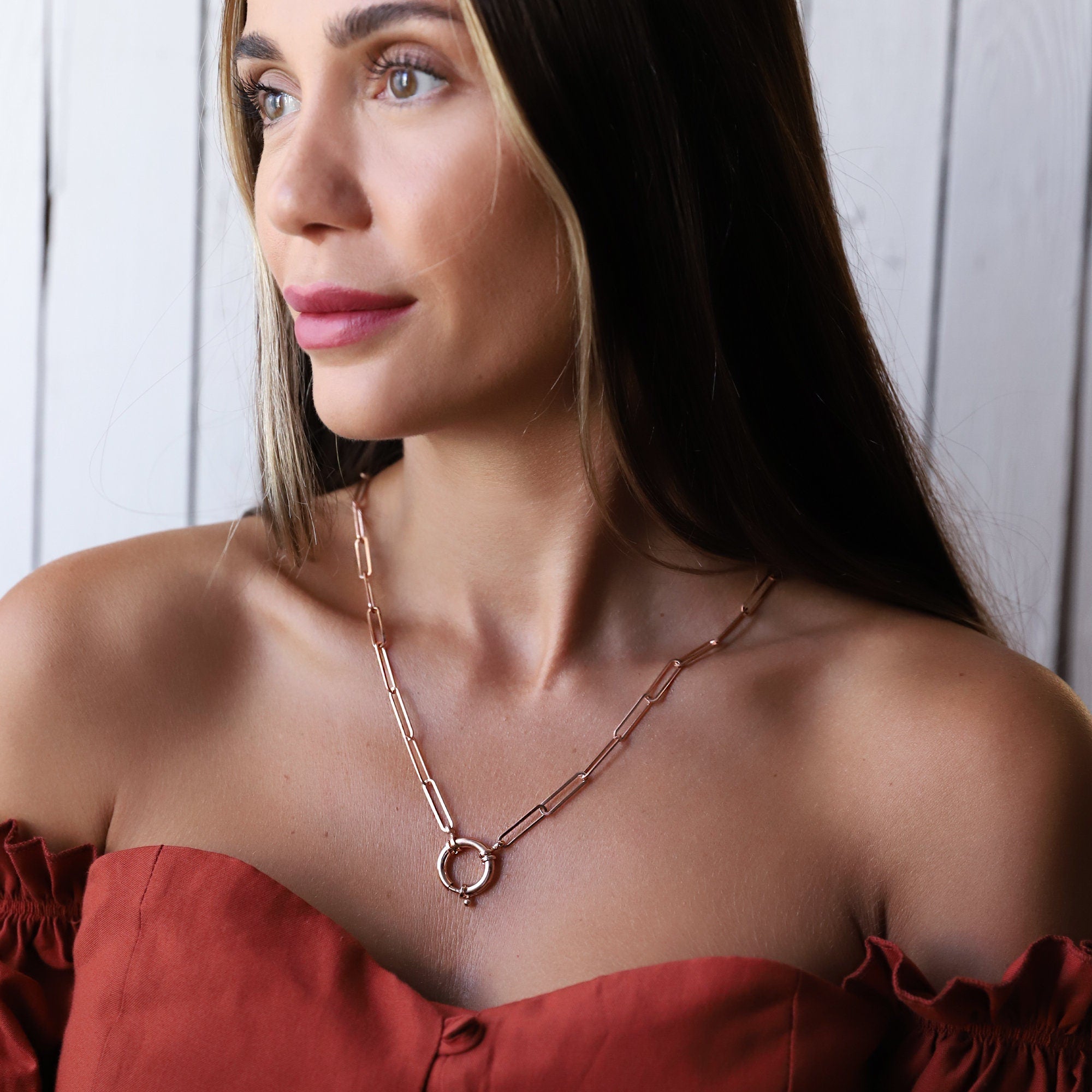 Sailor Lock Paperclip Chain Necklace