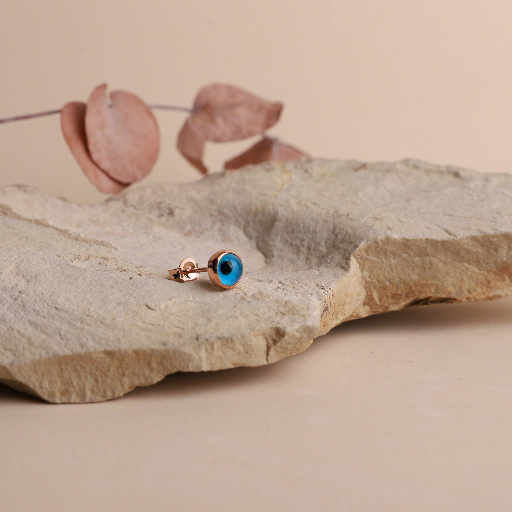 Gold Minimalist Evil Eye Stud Earrings – Dazzling Protection & Stylish Charm