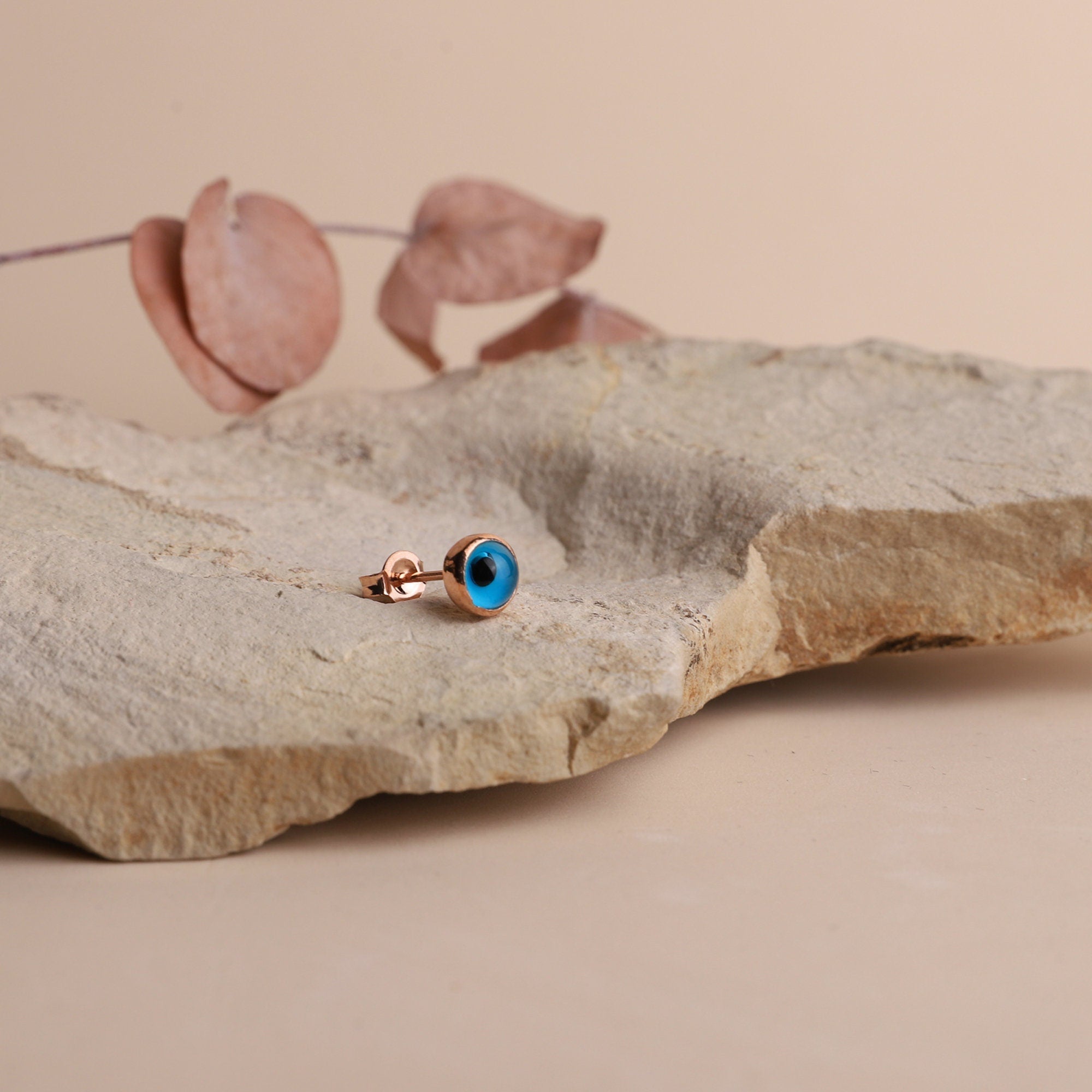 Gold Minimalist Evil Eye Stud Earrings – Dazzling Protection & Stylish Charm