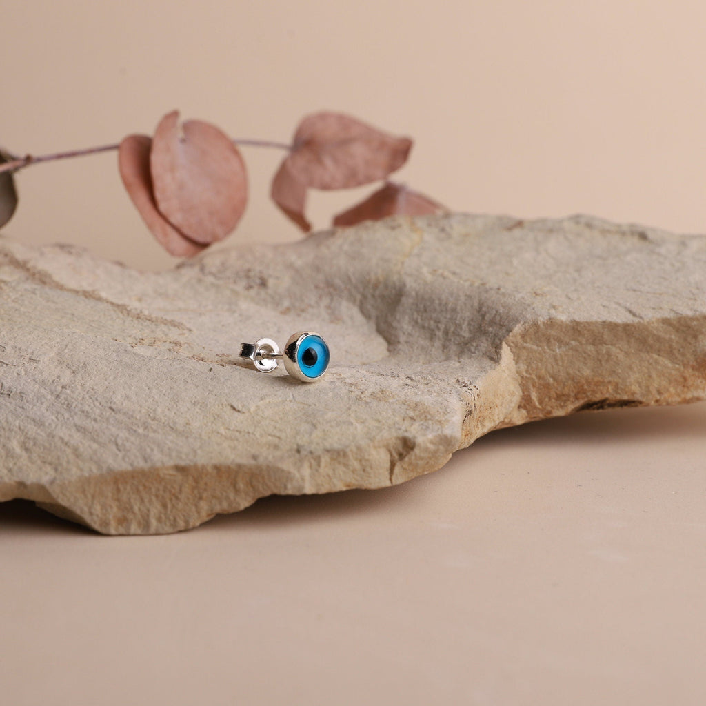 Gold Minimalist Evil Eye Stud Earrings – Dazzling Protection & Stylish Charm