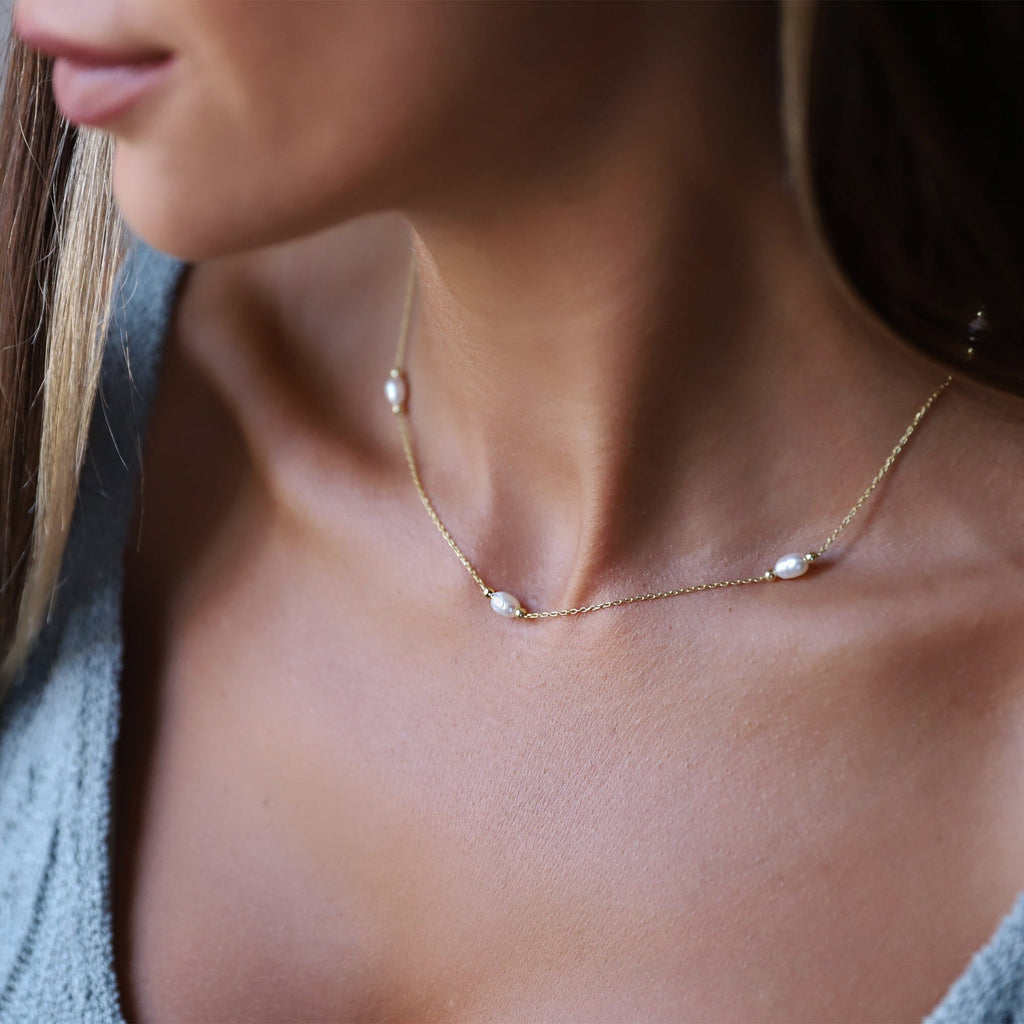 Gold Pearl Choker Necklace | Handmade Vintage Style with Freshwater Pearls | Perfect Bridesmaid Gift