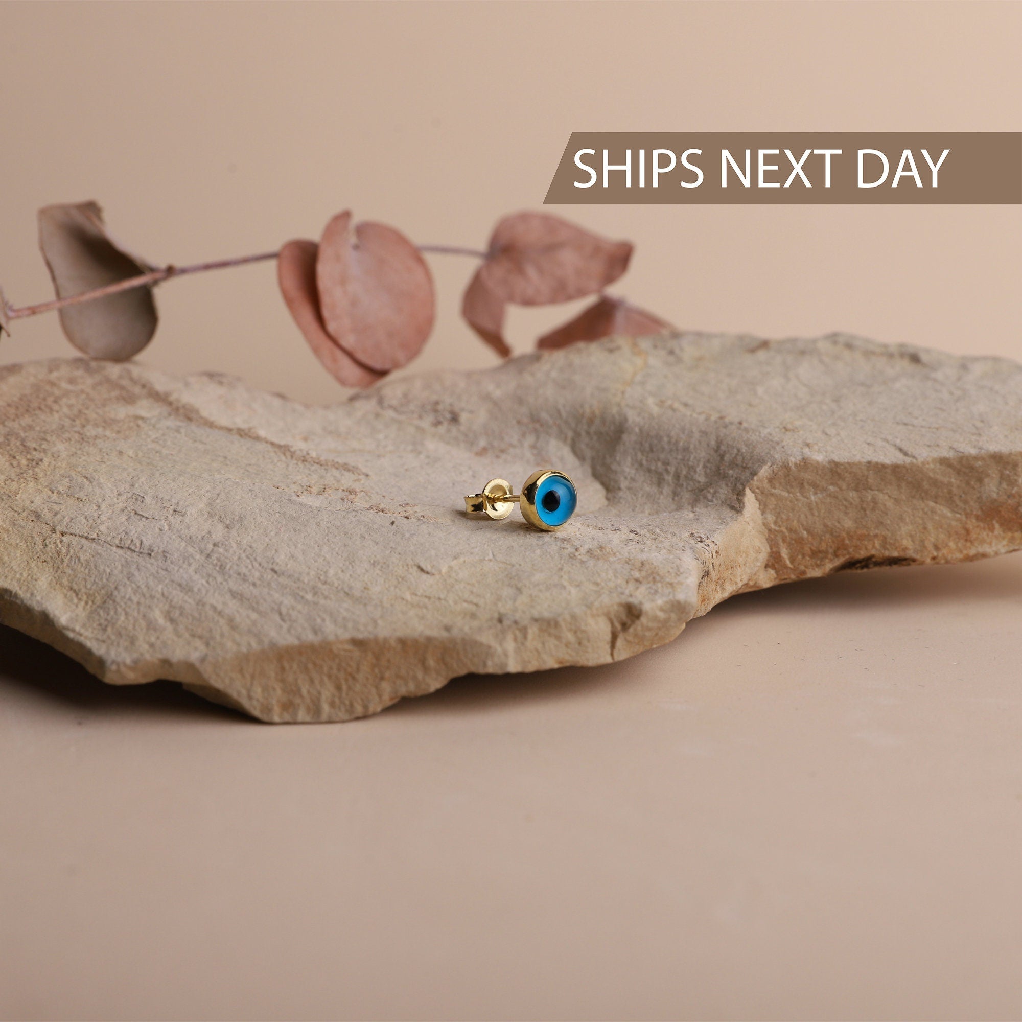 Gold Minimalist Evil Eye Stud Earrings – Dazzling Protection & Stylish Charm