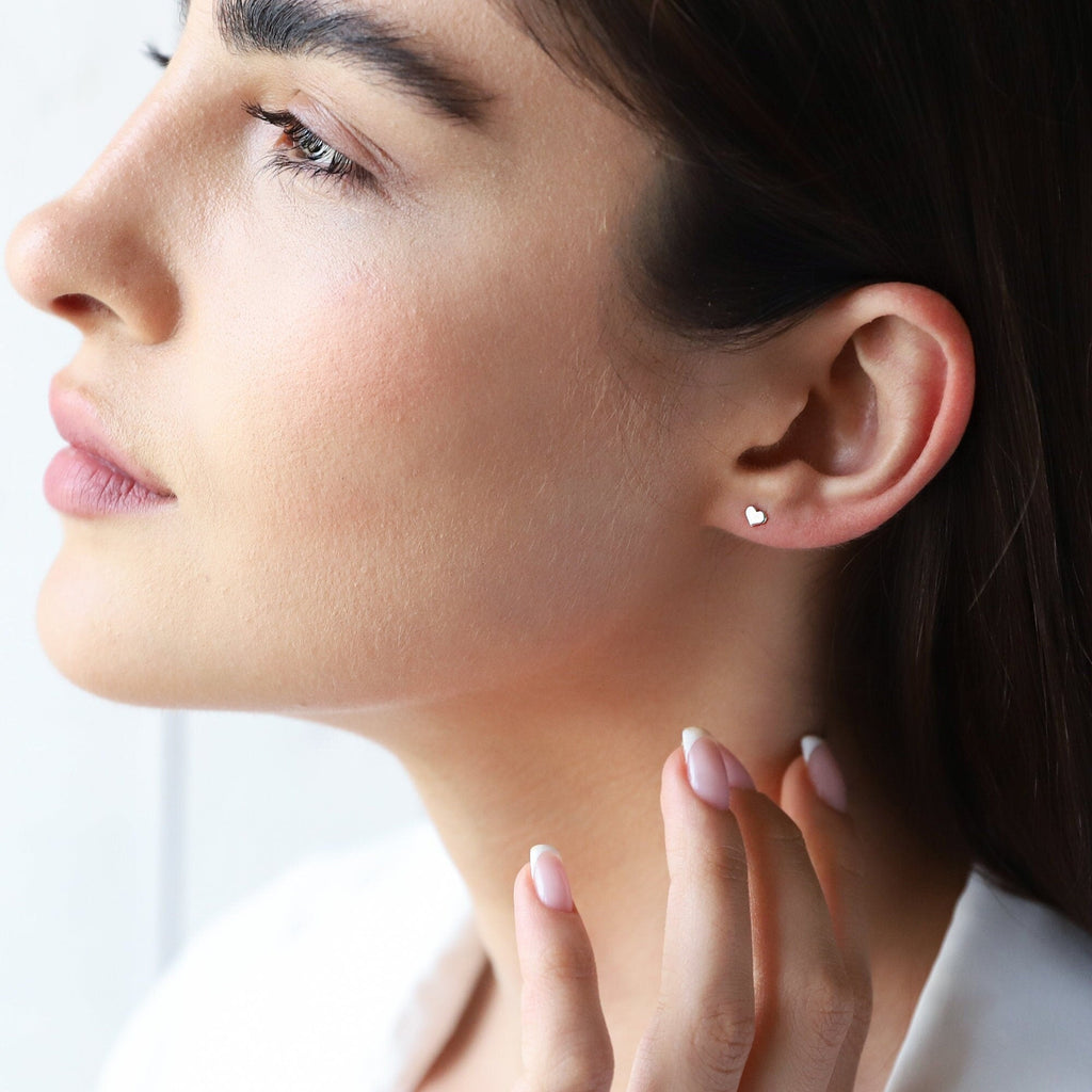 Heartfelt Gold-Filled Heart Stud Earrings in 925 Sterling Silver