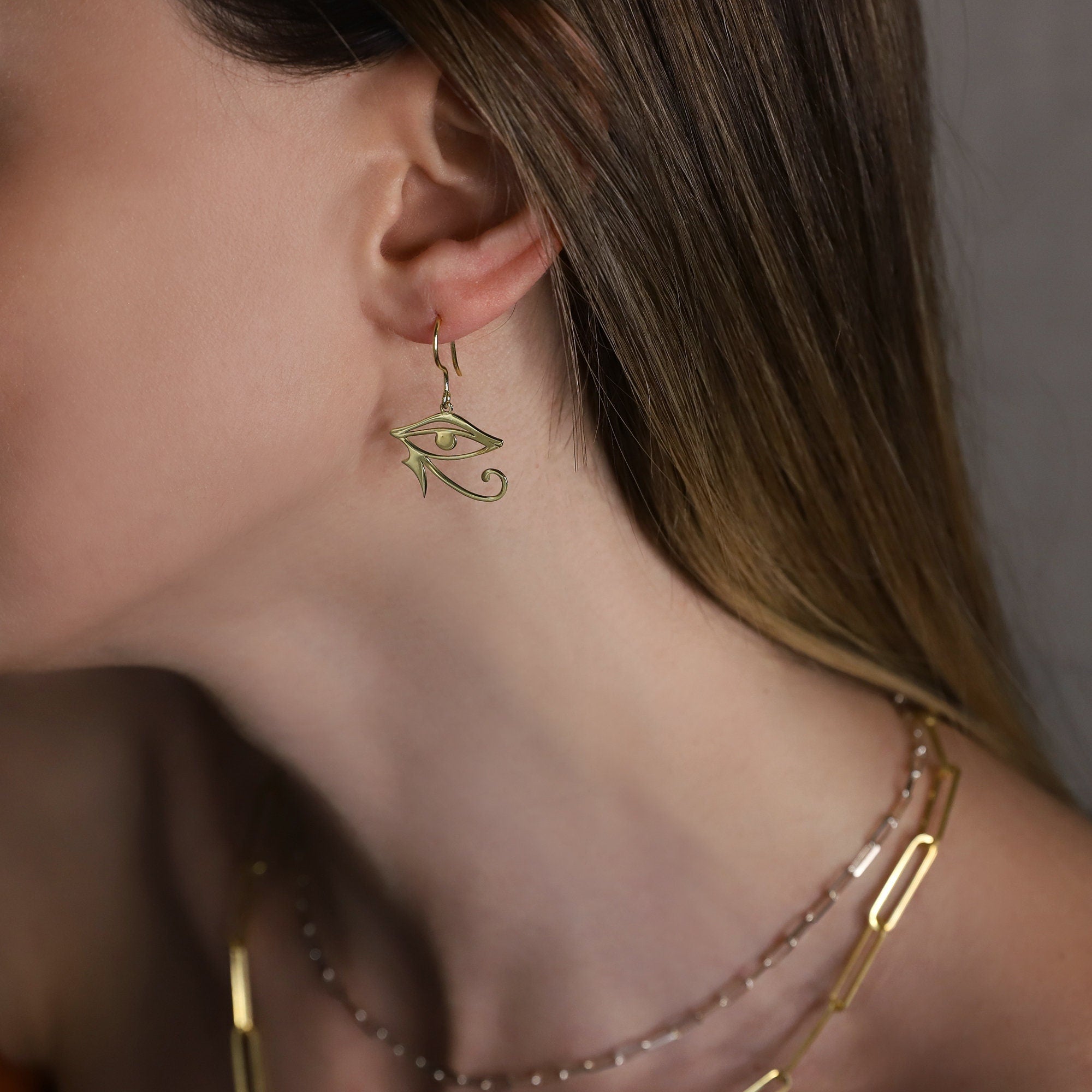 Ra Jewelry Eye of Ra Dangle Earrings - Unique Egyptian-Inspired Design for a Bold Statement