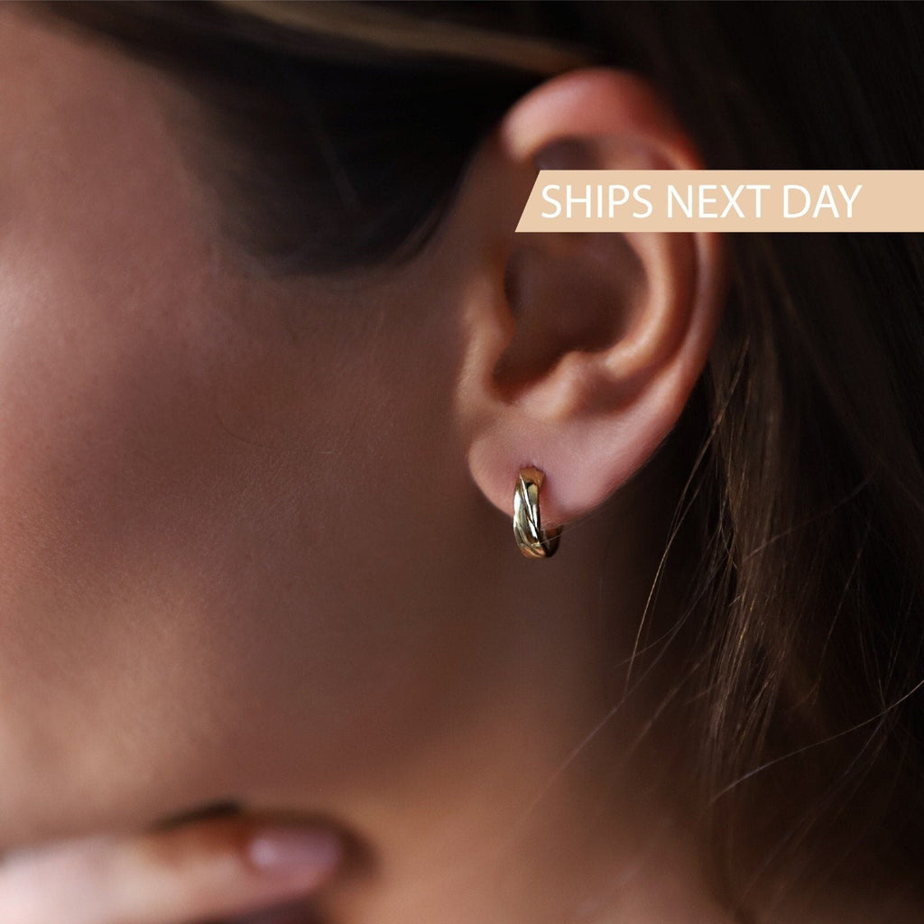 Twisted Silver Hoop Earrings - Dainty Handmade Jewelry