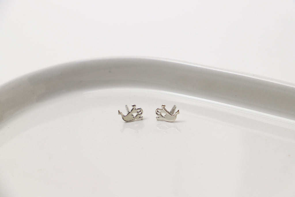 Ethereal Glam Ghost Stud Earrings with Dazzling Crystal Accents